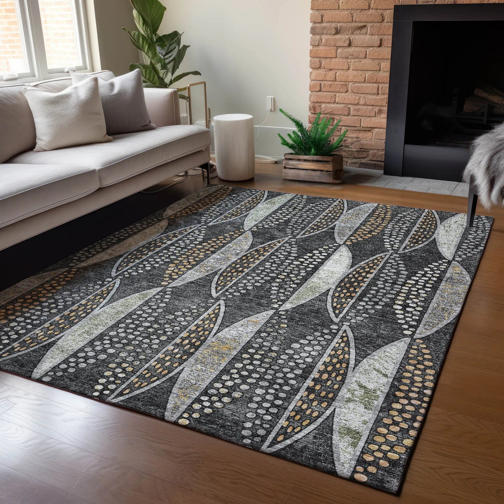 10' X 14' Black And Green Geometric Washable Indoor Outdoor Area Rug Homeroots Outdoor