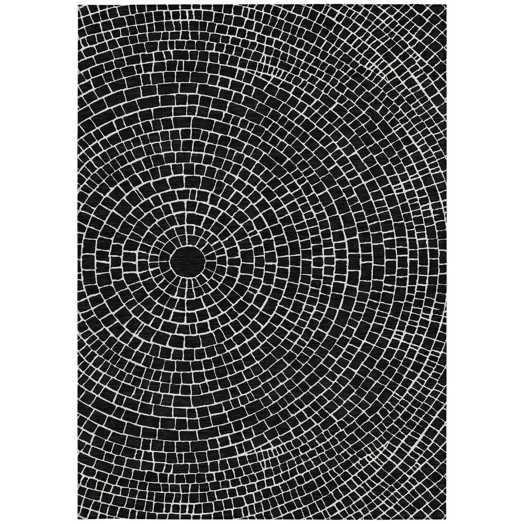 10' X 14' Black And Ivory Geometric Washable Indoor Outdoor Area Rug Homeroots Outdoor