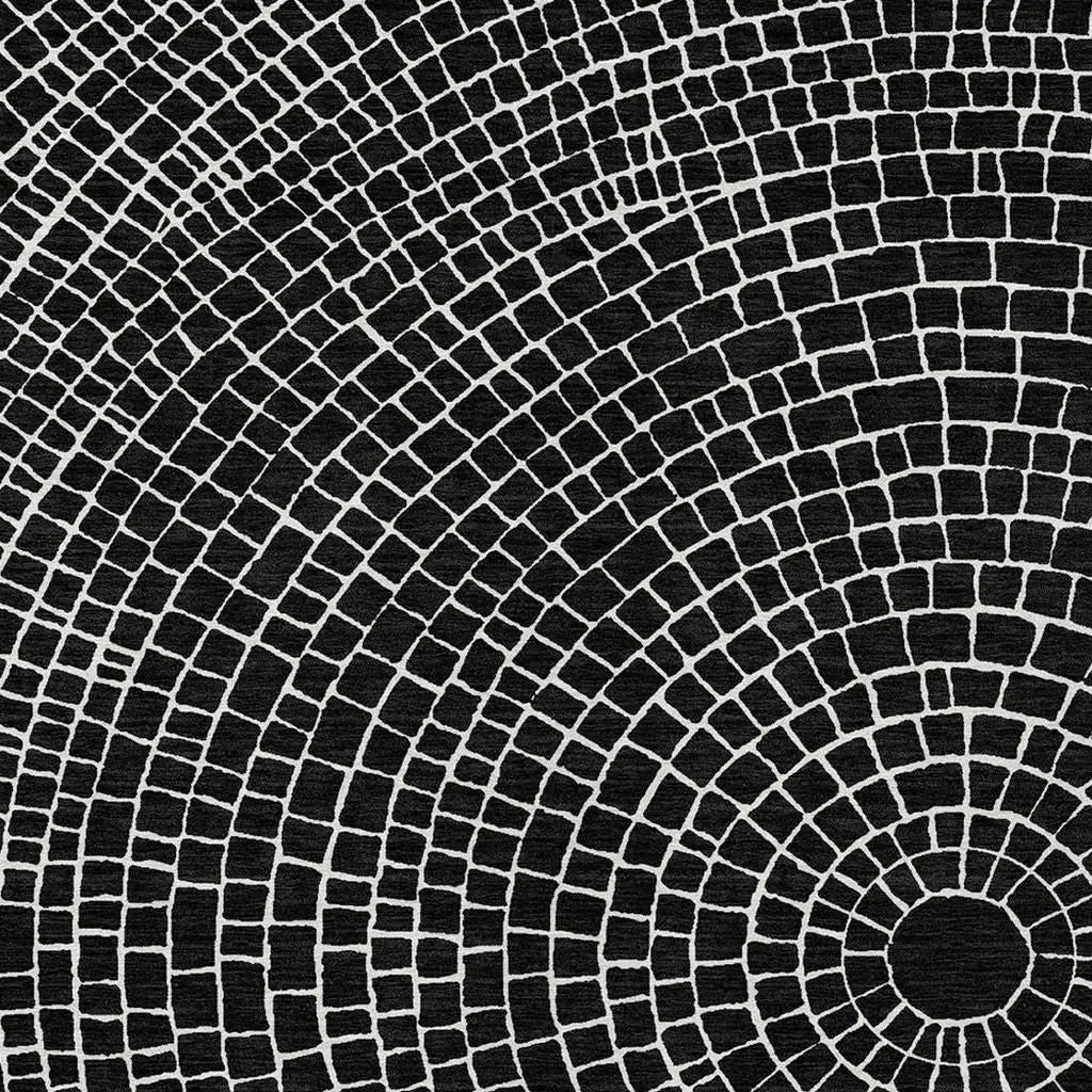 10' X 14' Black And Ivory Geometric Washable Indoor Outdoor Area Rug Homeroots Outdoor