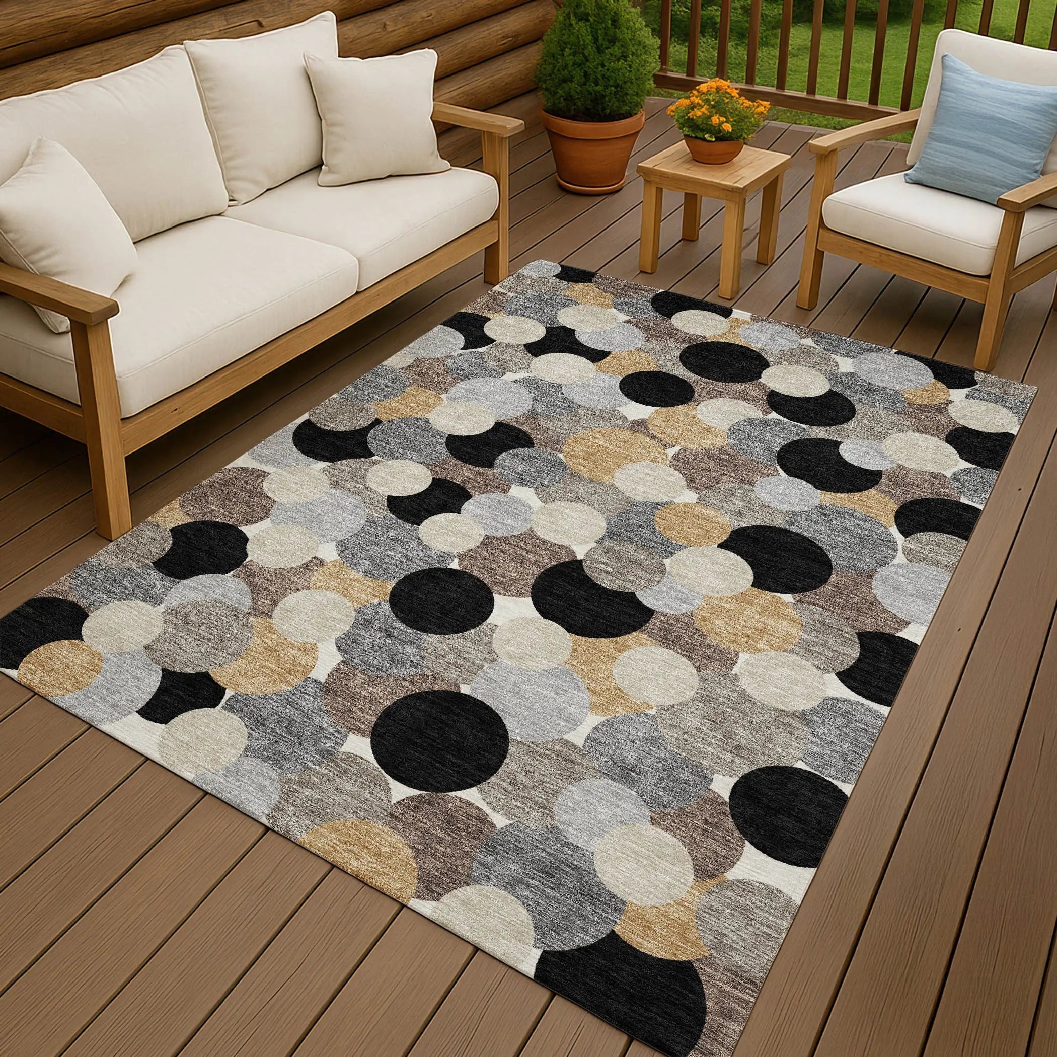 10' X 14' Black And Ivory Geometric Washable Indoor Outdoor Area Rug Homeroots Outdoor
