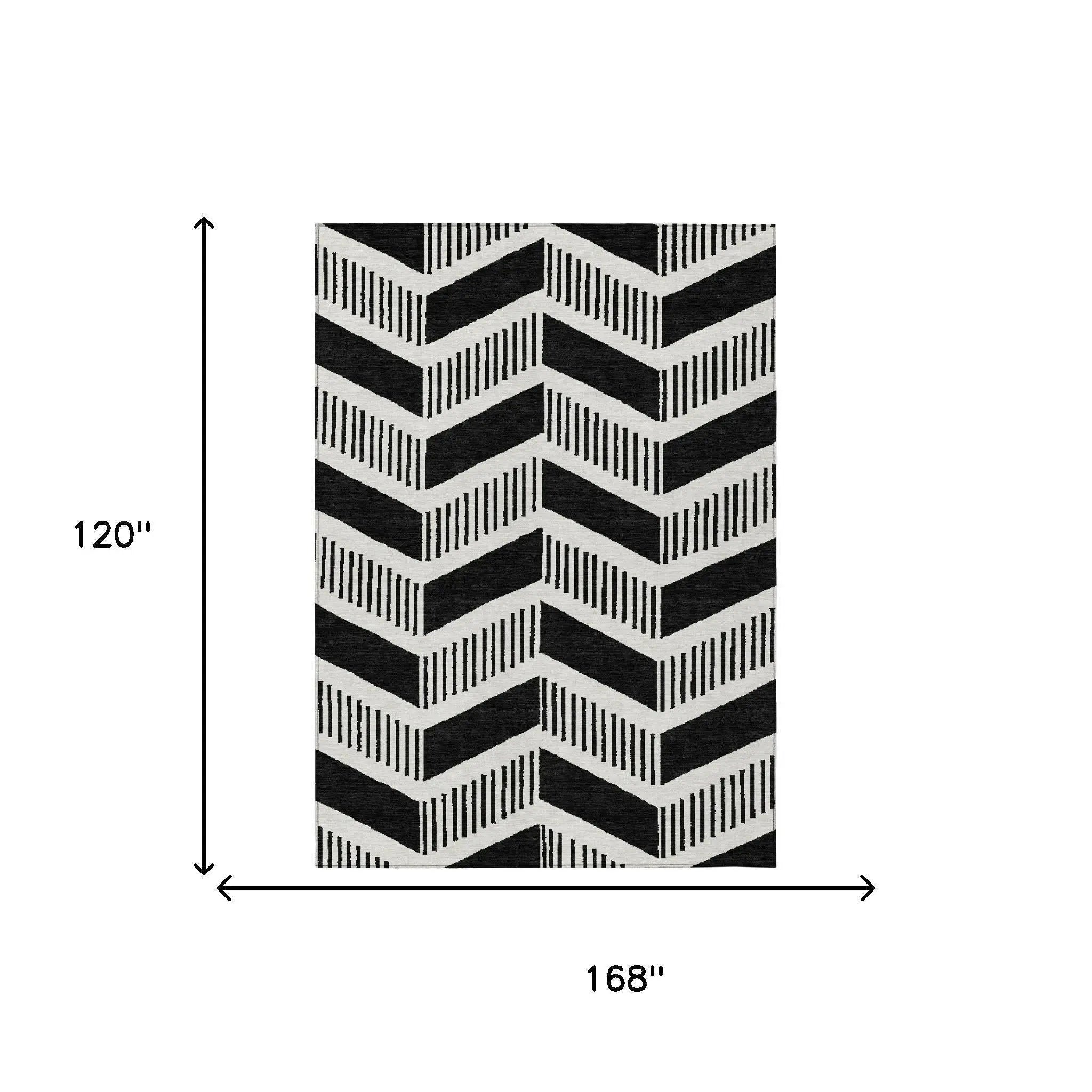 10' X 14' Black And Ivory Geometric Washable Indoor Outdoor Area Rug Homeroots Outdoor