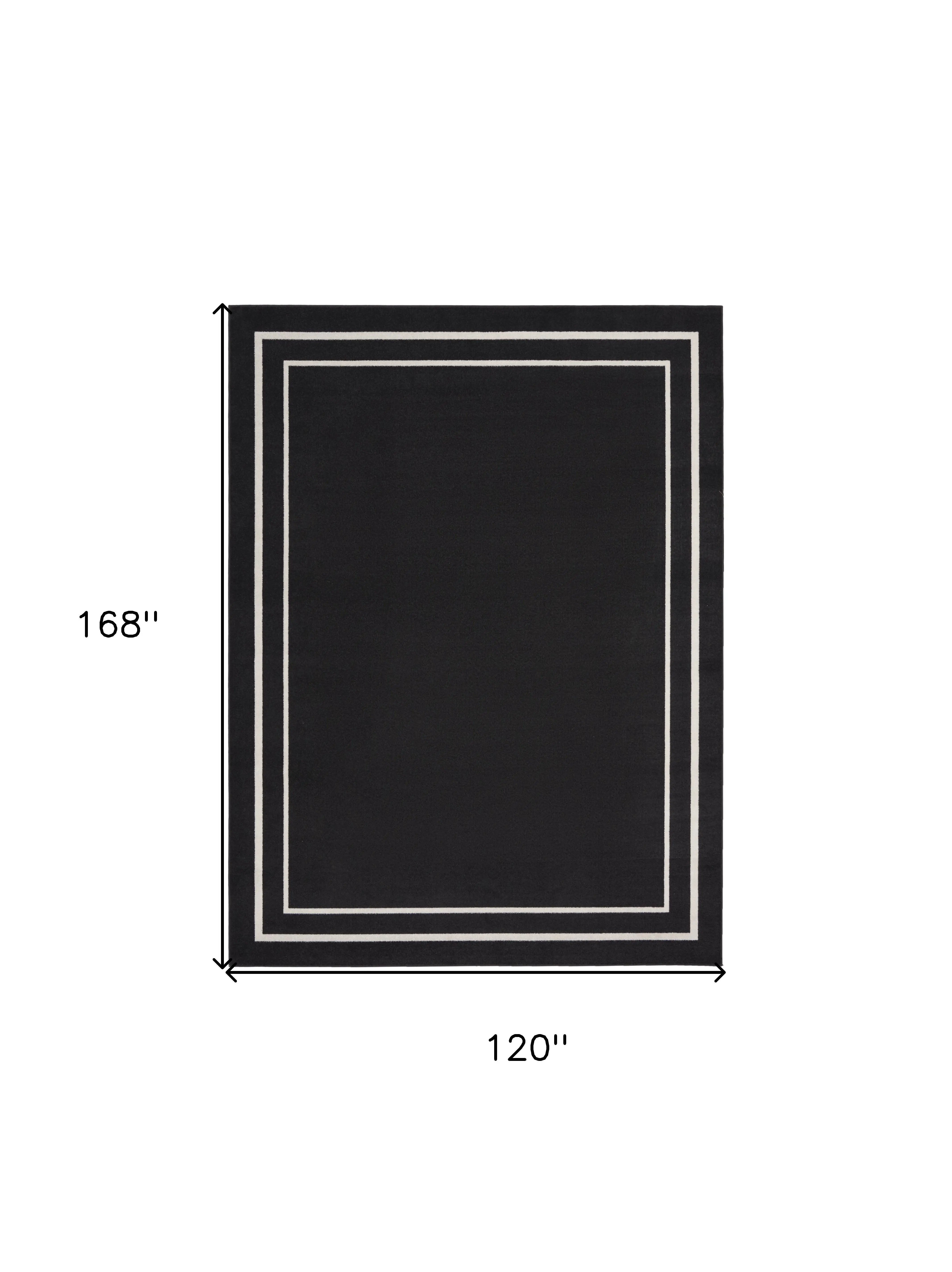 10' X 14' Black And Ivory Indoor Outdoor Area Rug Homeroots Outdoor
