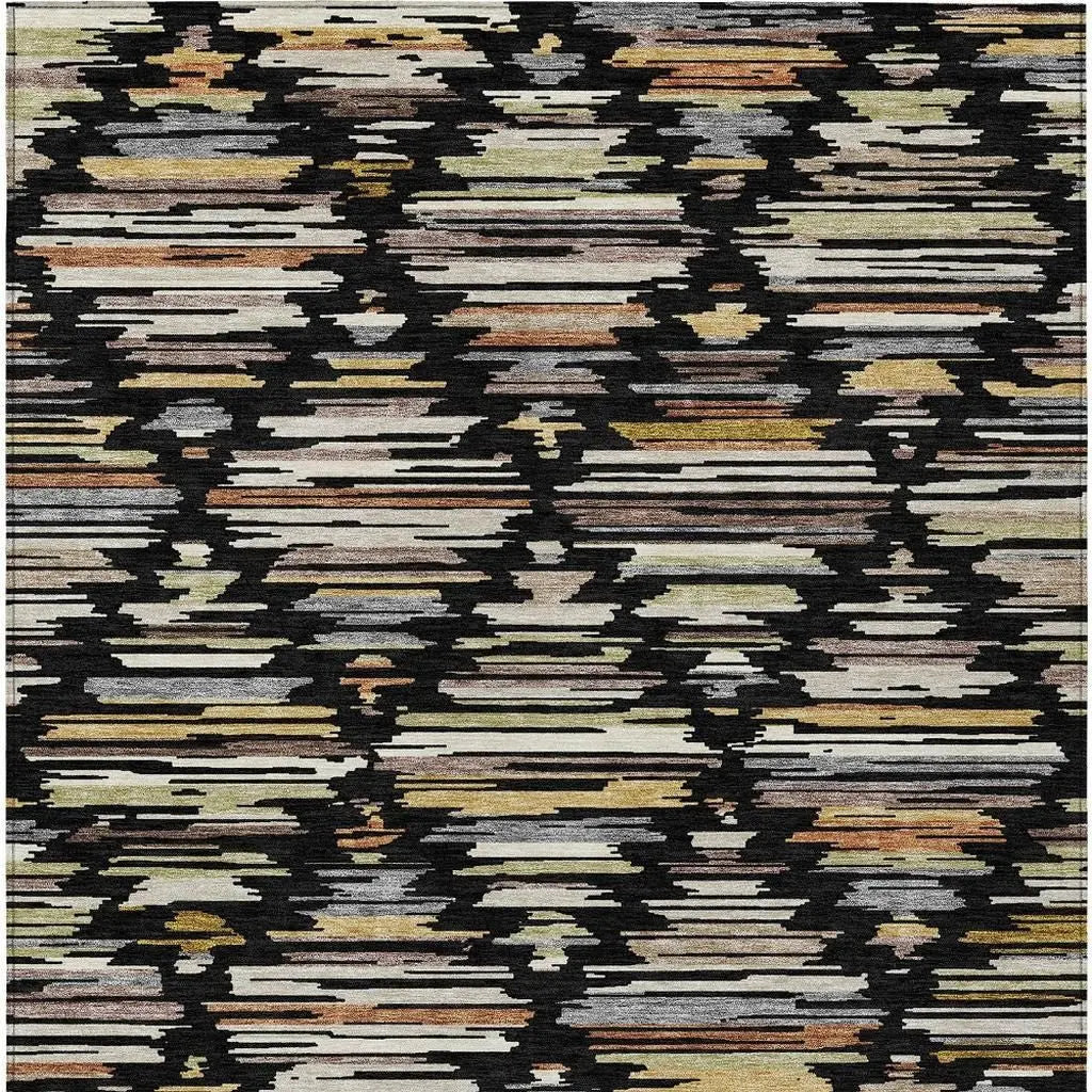 10' X 14' Black And Ivory Southwestern Washable Indoor Outdoor Area Rug Homeroots Outdoor