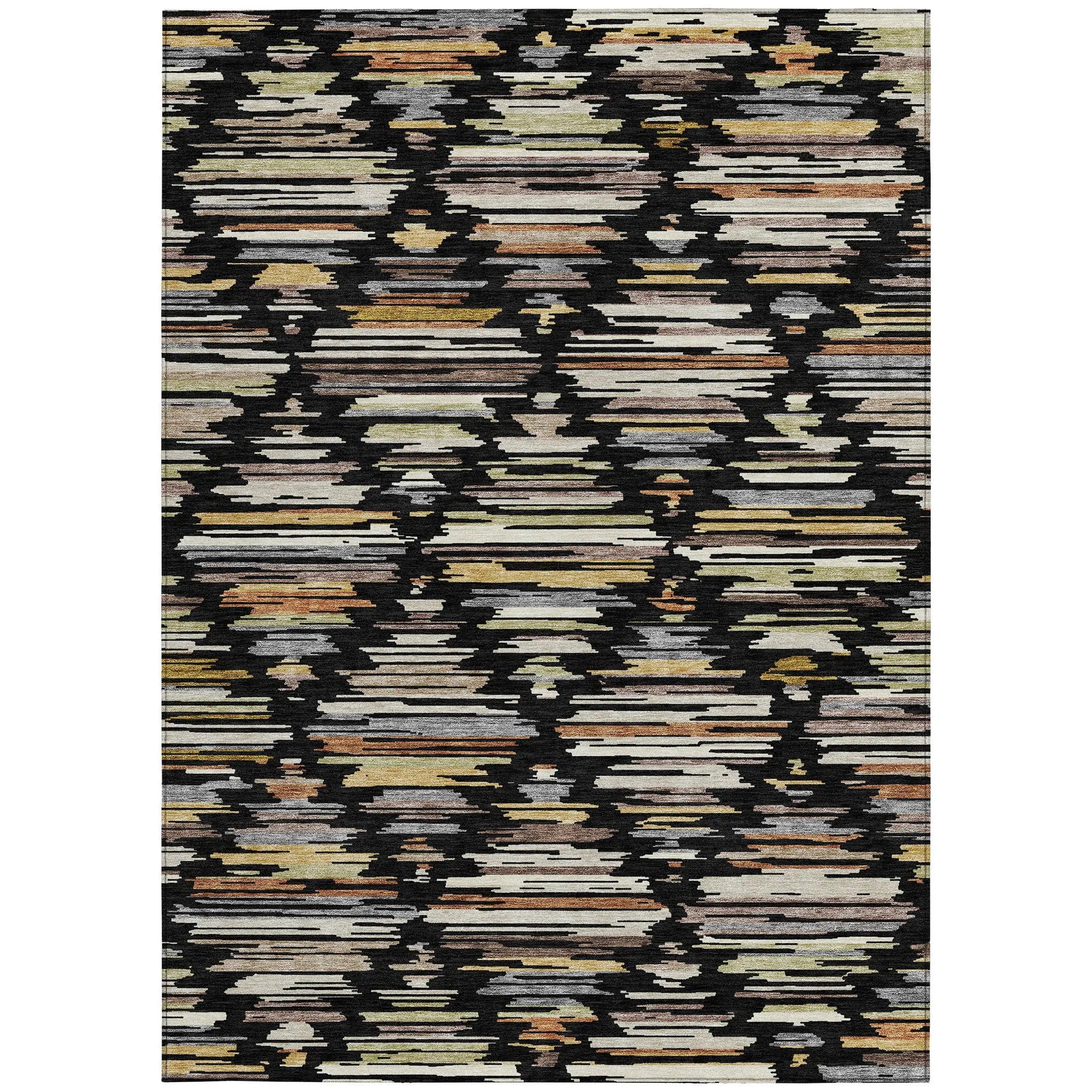 10' X 14' Black And Ivory Southwestern Washable Indoor Outdoor Area Rug Homeroots Outdoor