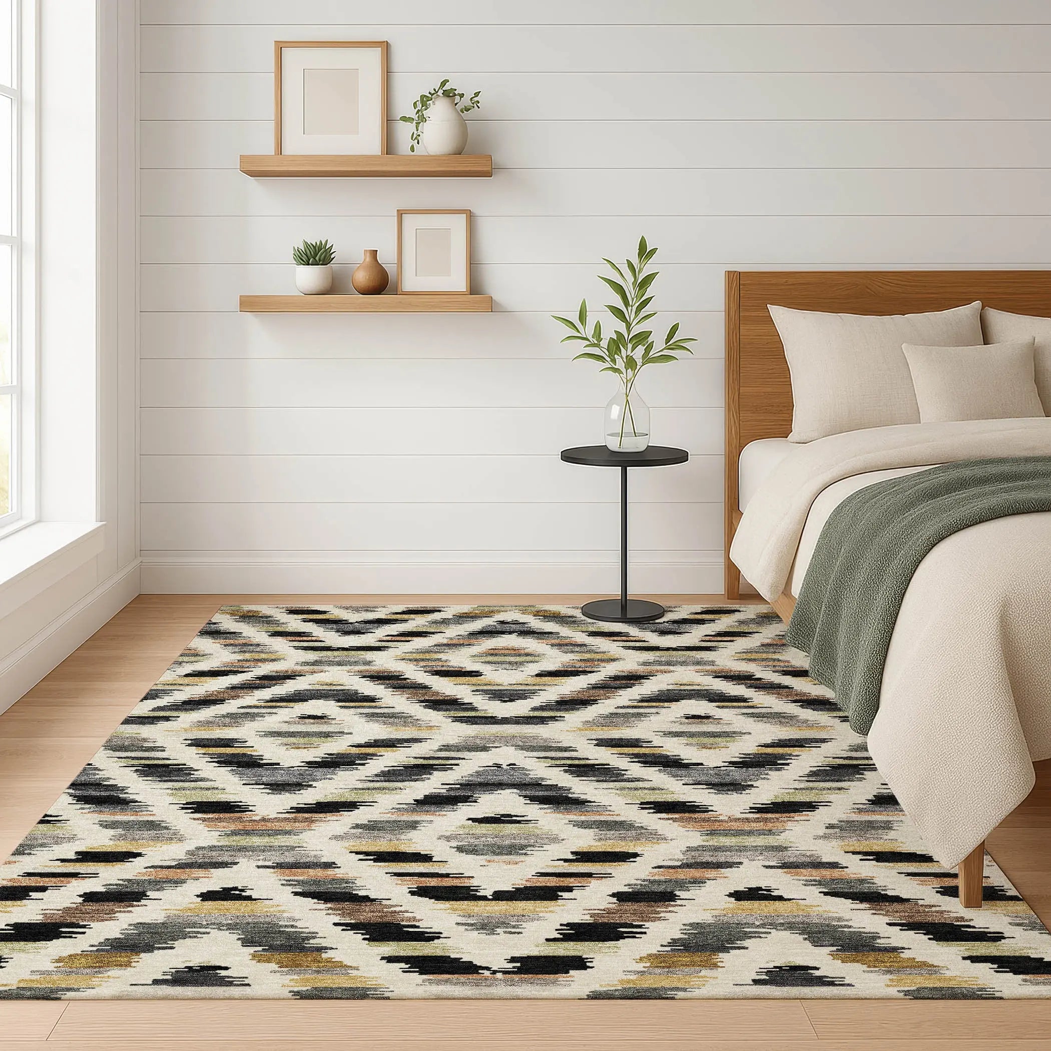 10' X 14' Black And Ivory Tribal Washable Indoor Outdoor Area Rug Homeroots Outdoor
