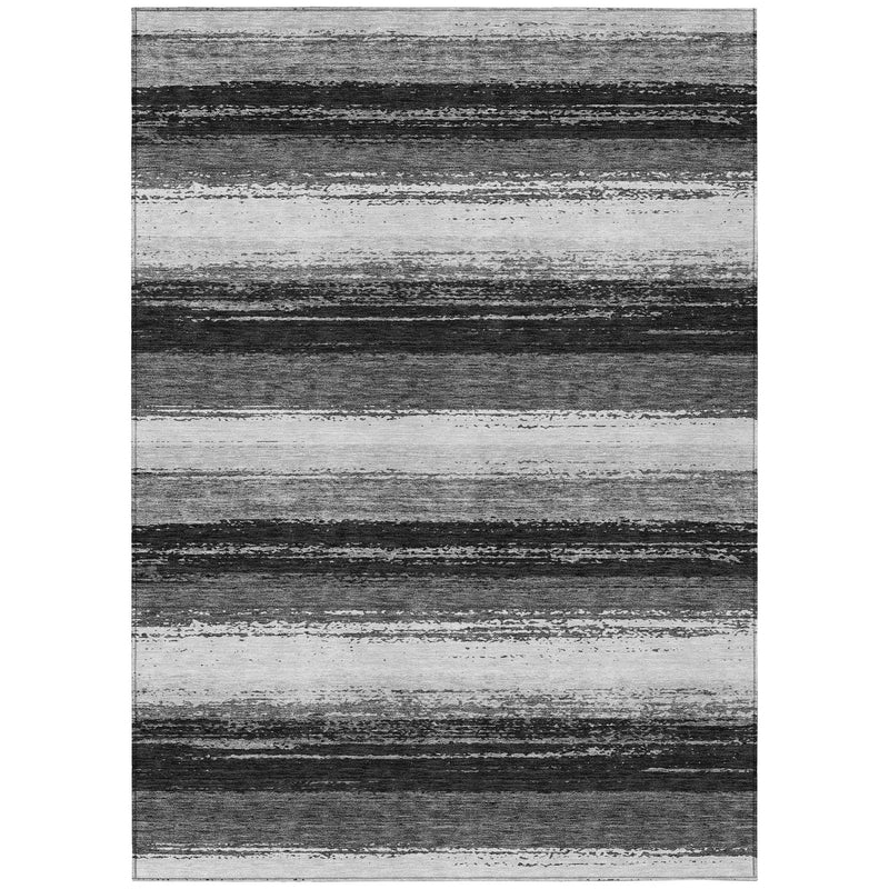10' X 14' Black And Khaki Striped Washable Indoor Outdoor Area Rug Homeroots Outdoor