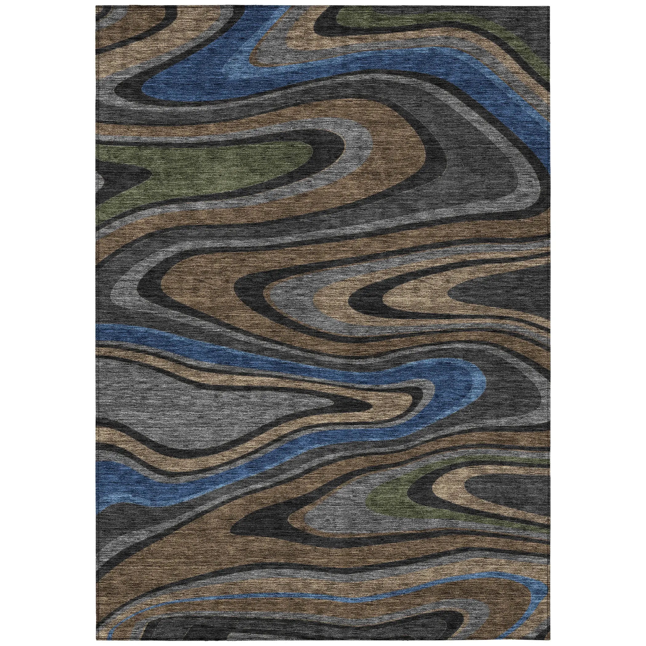 10' X 14' Black And Navy Blue Abstract Washable Indoor Outdoor Area Rug Homeroots Outdoor