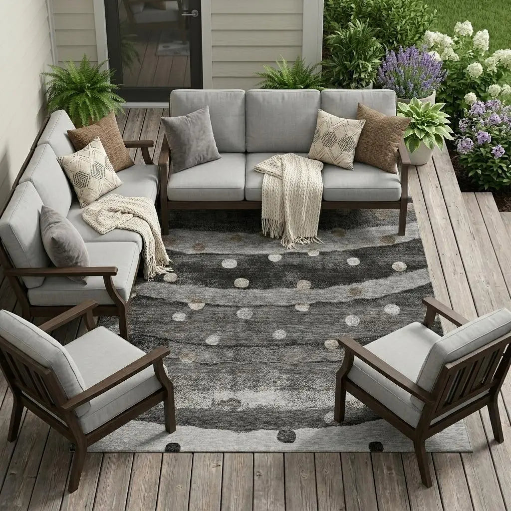 10' X 14' Black And Navy Blue Striped Washable Indoor Outdoor Area Rug Homeroots Outdoor