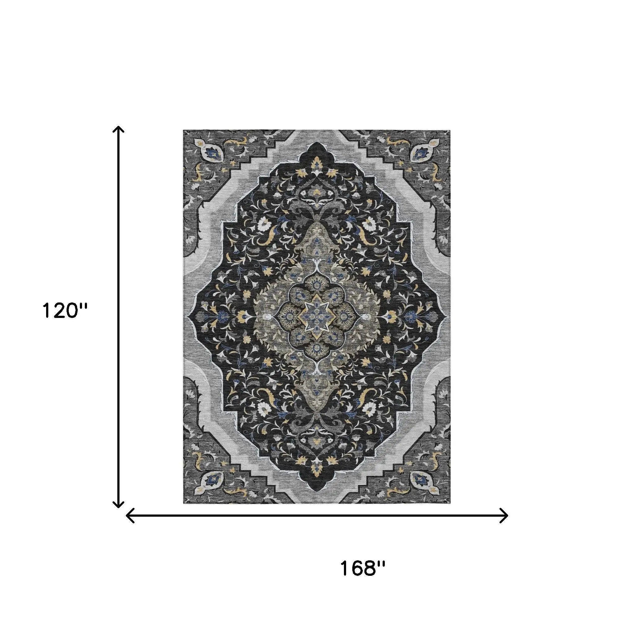 10' X 14' Black And Orange Medallion Washable Indoor Outdoor Area Rug Homeroots Outdoor