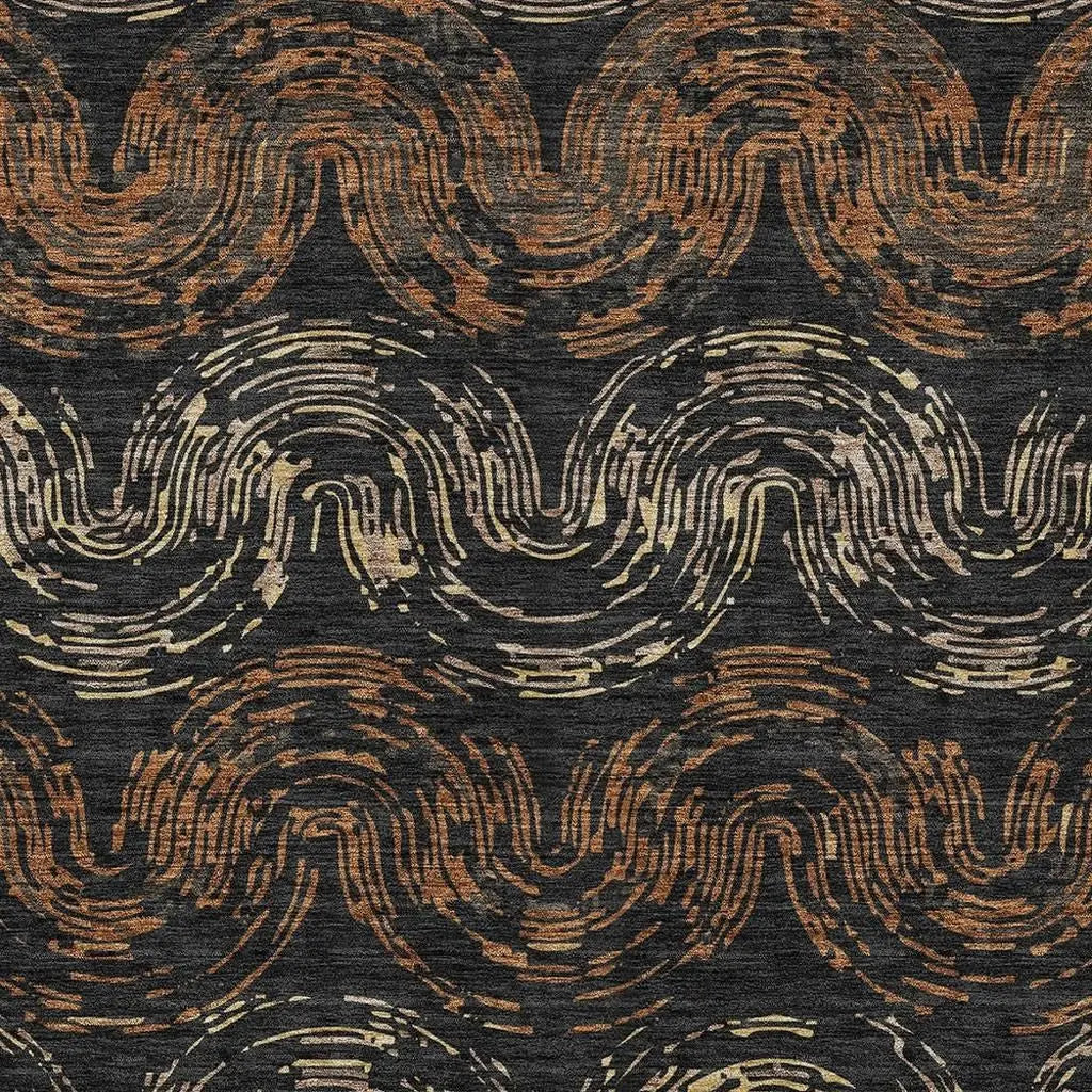 10' X 14' Black And Rust Abstract Washable Indoor Outdoor Area Rug Homeroots Outdoor