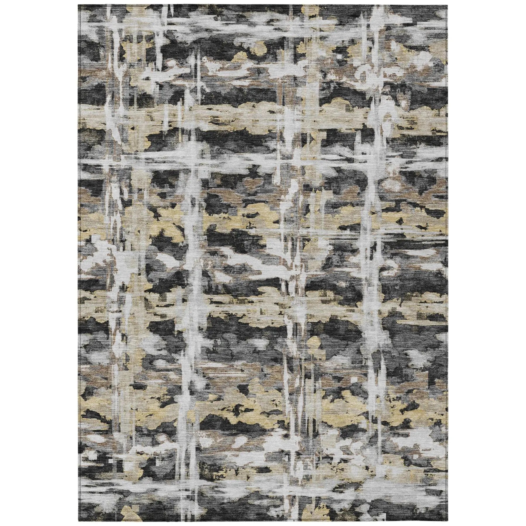 10' X 14' Black And Silver Abstract Washable Indoor Outdoor Area Rug Homeroots Outdoor