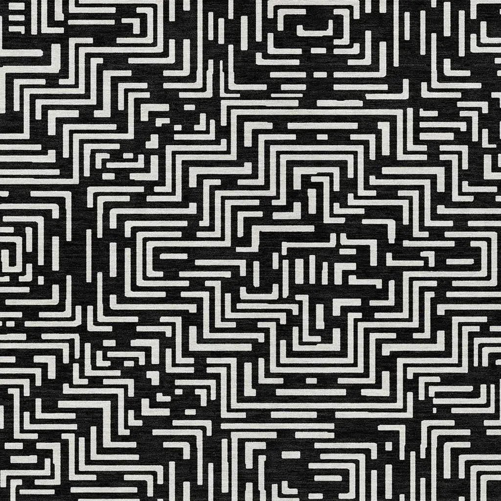 10' X 14' Black And Silver Geometric Washable Indoor Outdoor Area Rug Homeroots Outdoor