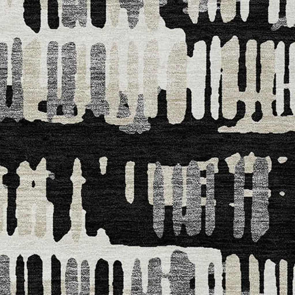 10' X 14' Black And Taupe Abstract Washable Indoor Outdoor Area Rug Homeroots Outdoor