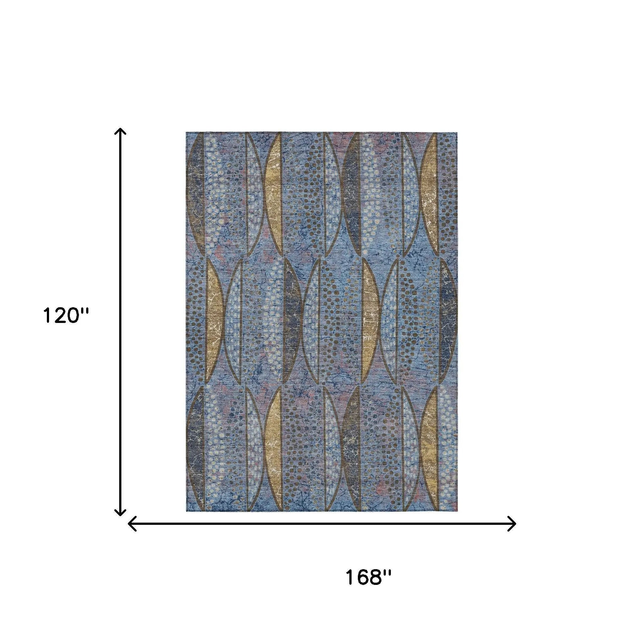 10' X 14' Blue And Brown Geometric Washable Indoor Outdoor Area Rug Homeroots Outdoor