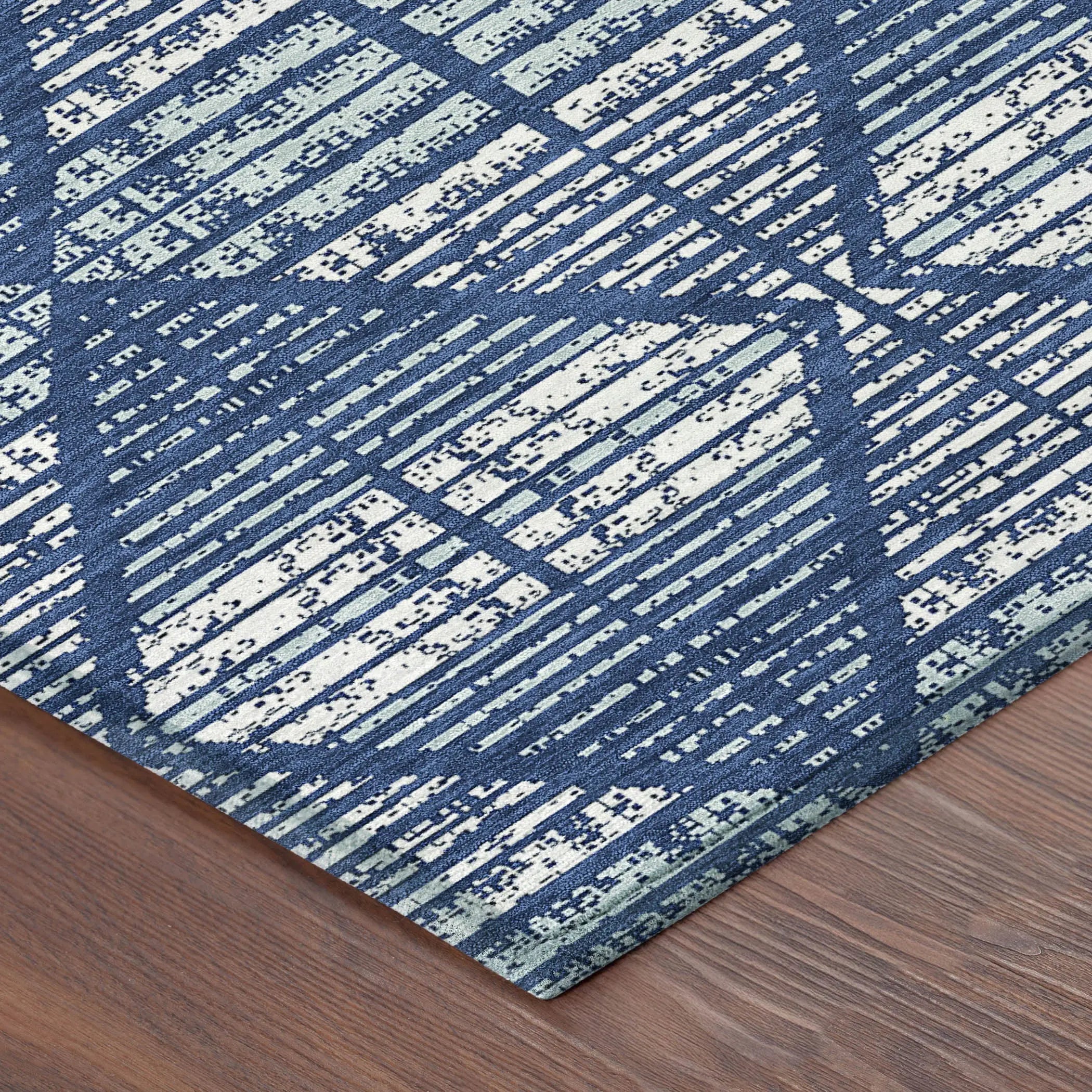 10' X 14' Blue And Charcoal Geometric Washable Indoor Outdoor Area Rug Homeroots Outdoor