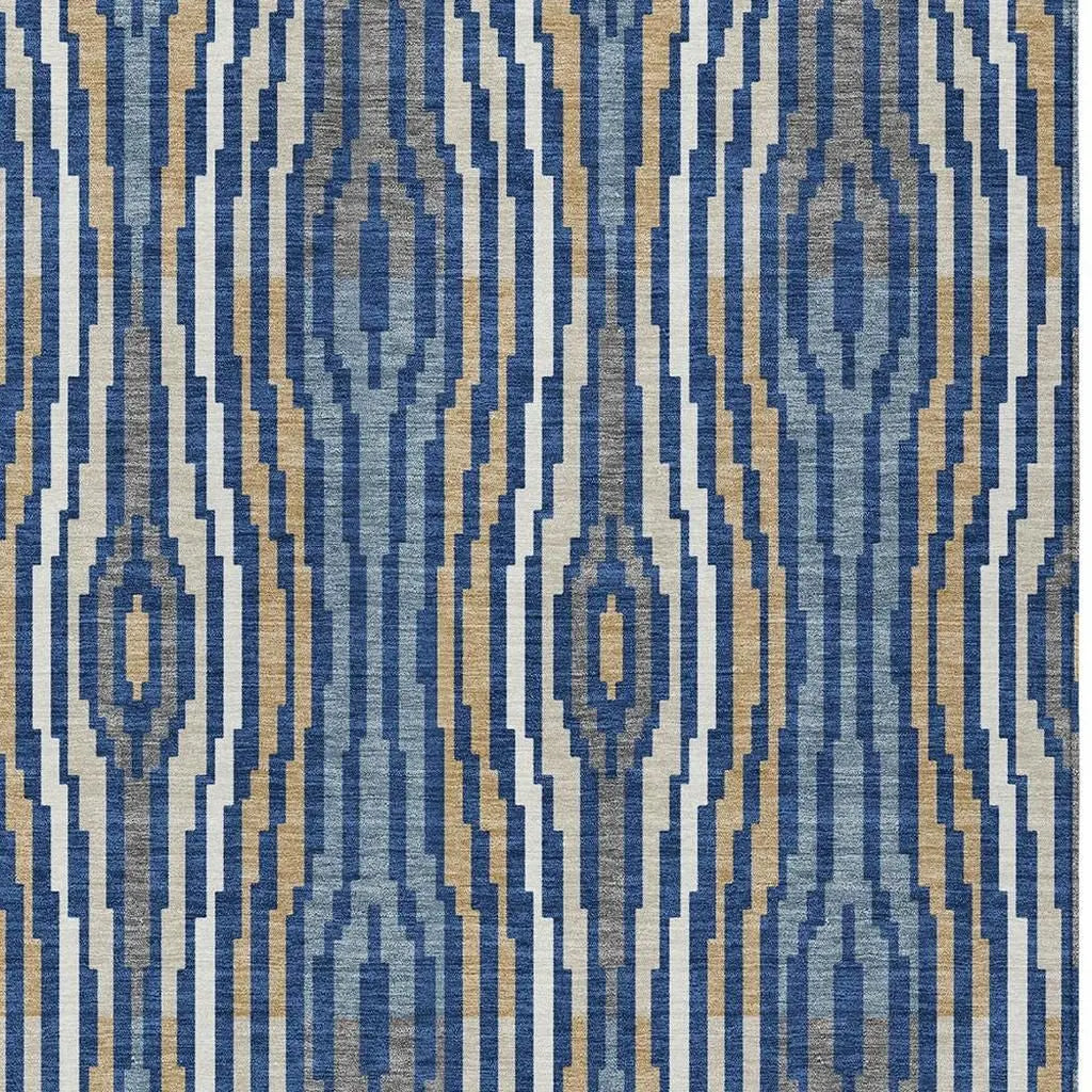 10' X 14' Blue And Denim Blue Abstract Washable Indoor Outdoor Area Rug Homeroots Outdoor