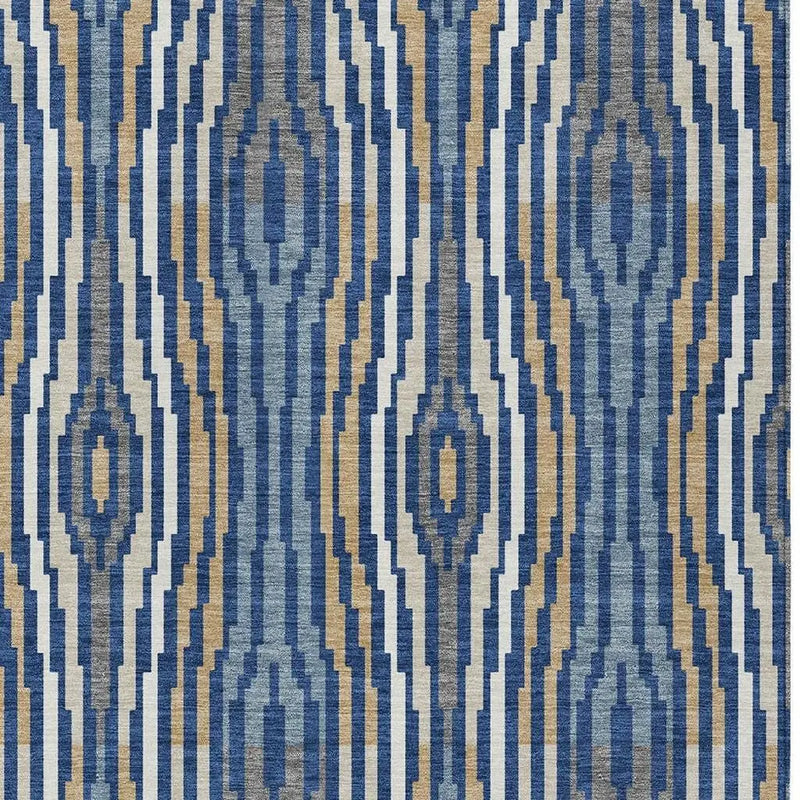 10' X 14' Blue And Denim Blue Abstract Washable Indoor Outdoor Area Rug Homeroots Outdoor