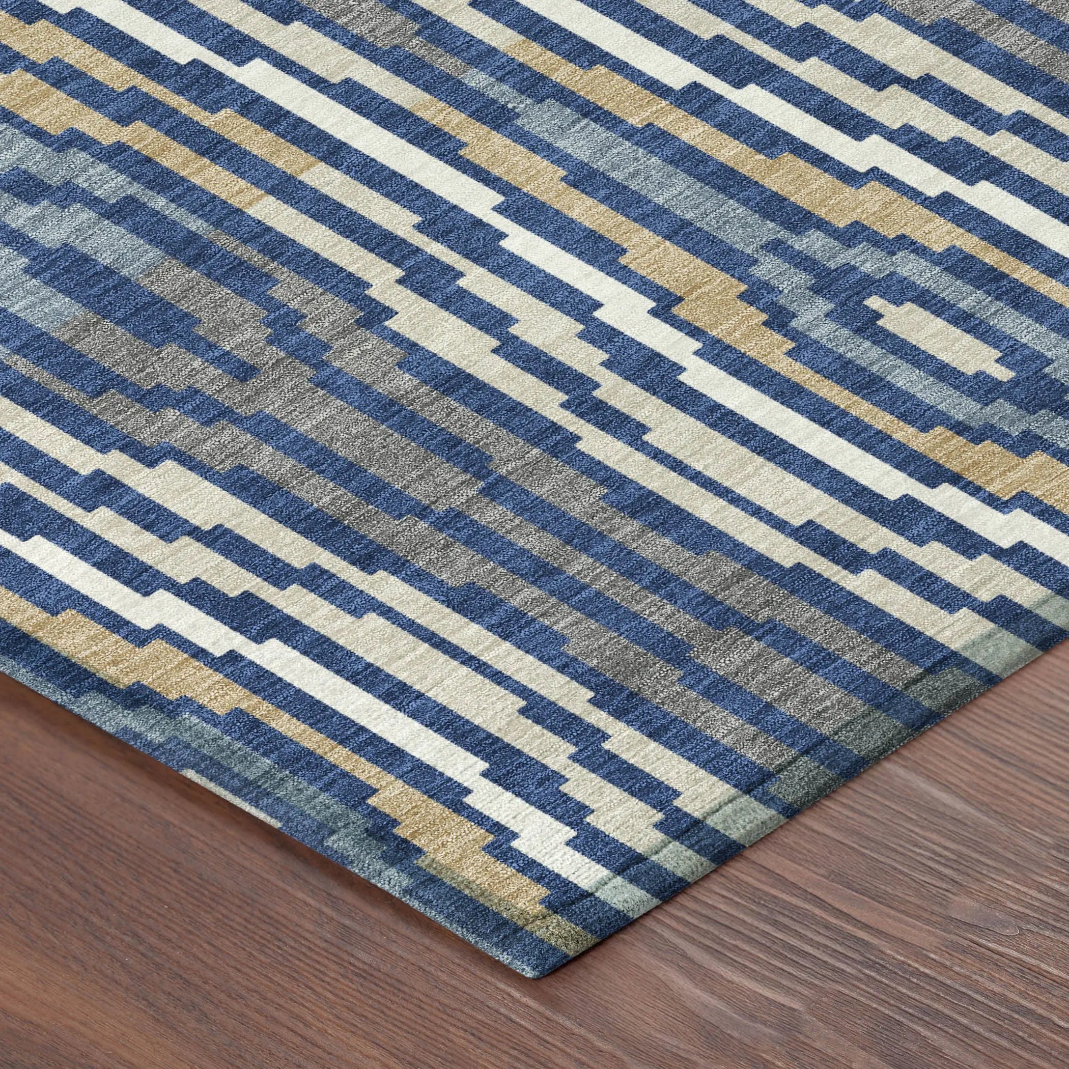 10' X 14' Blue And Denim Blue Abstract Washable Indoor Outdoor Area Rug Homeroots Outdoor