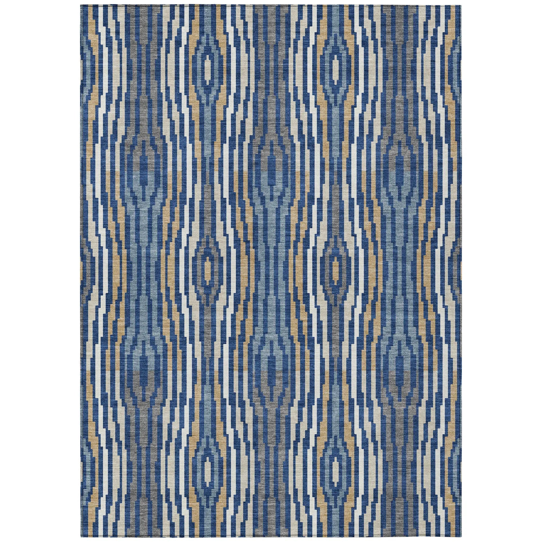 10' X 14' Blue And Denim Blue Abstract Washable Indoor Outdoor Area Rug Homeroots Outdoor
