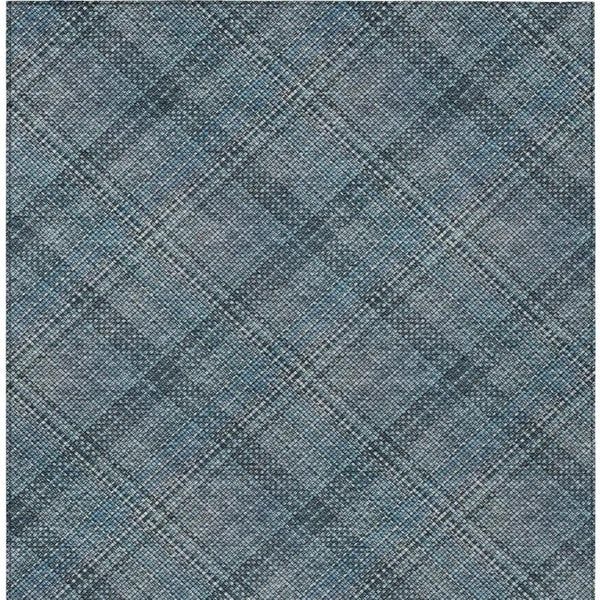 10' X 14' Blue And Graphite Plaid Washable Indoor Outdoor Area Rug Homeroots Outdoor