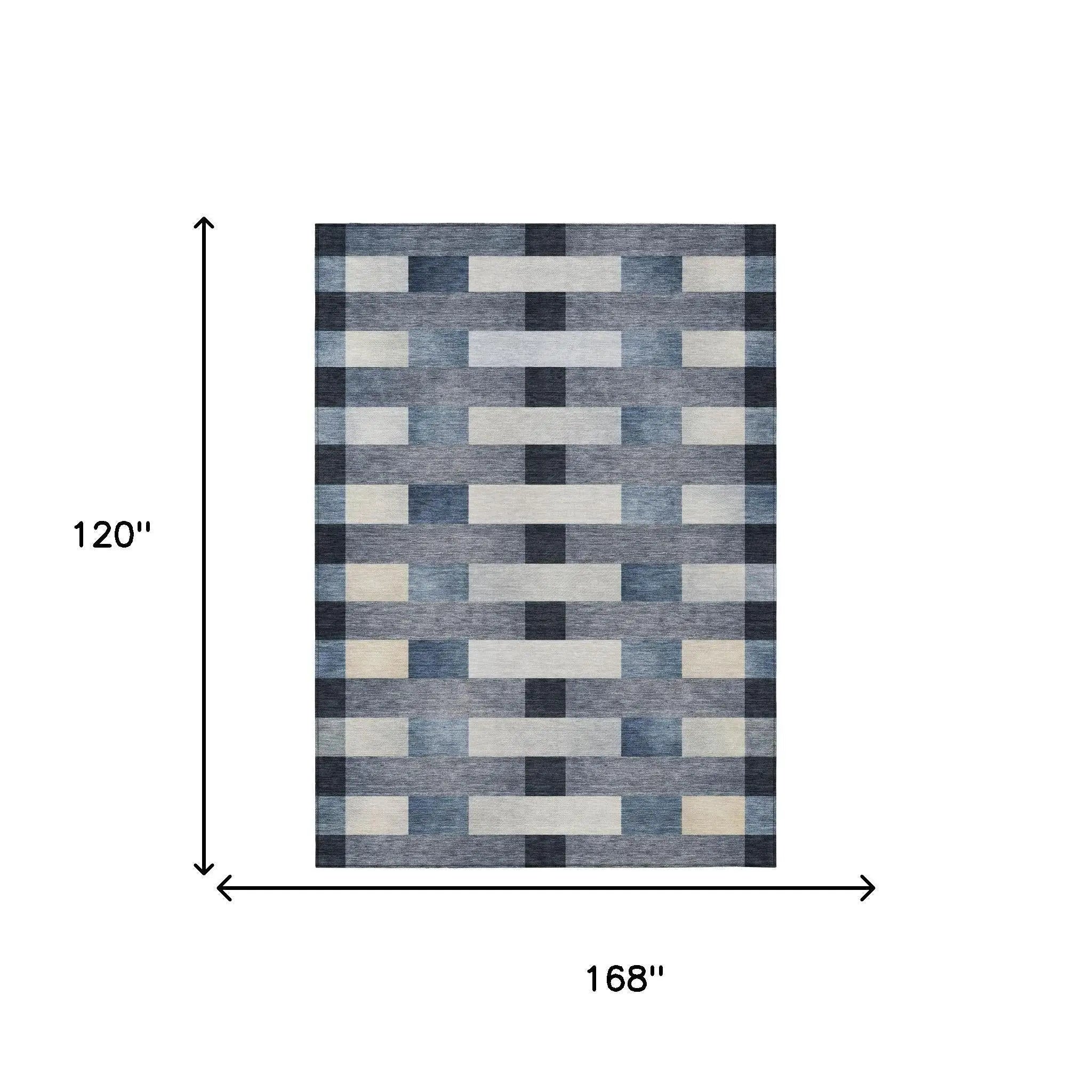 10' X 14' Blue And Graphite Striped Washable Indoor Outdoor Area Rug Homeroots Outdoor