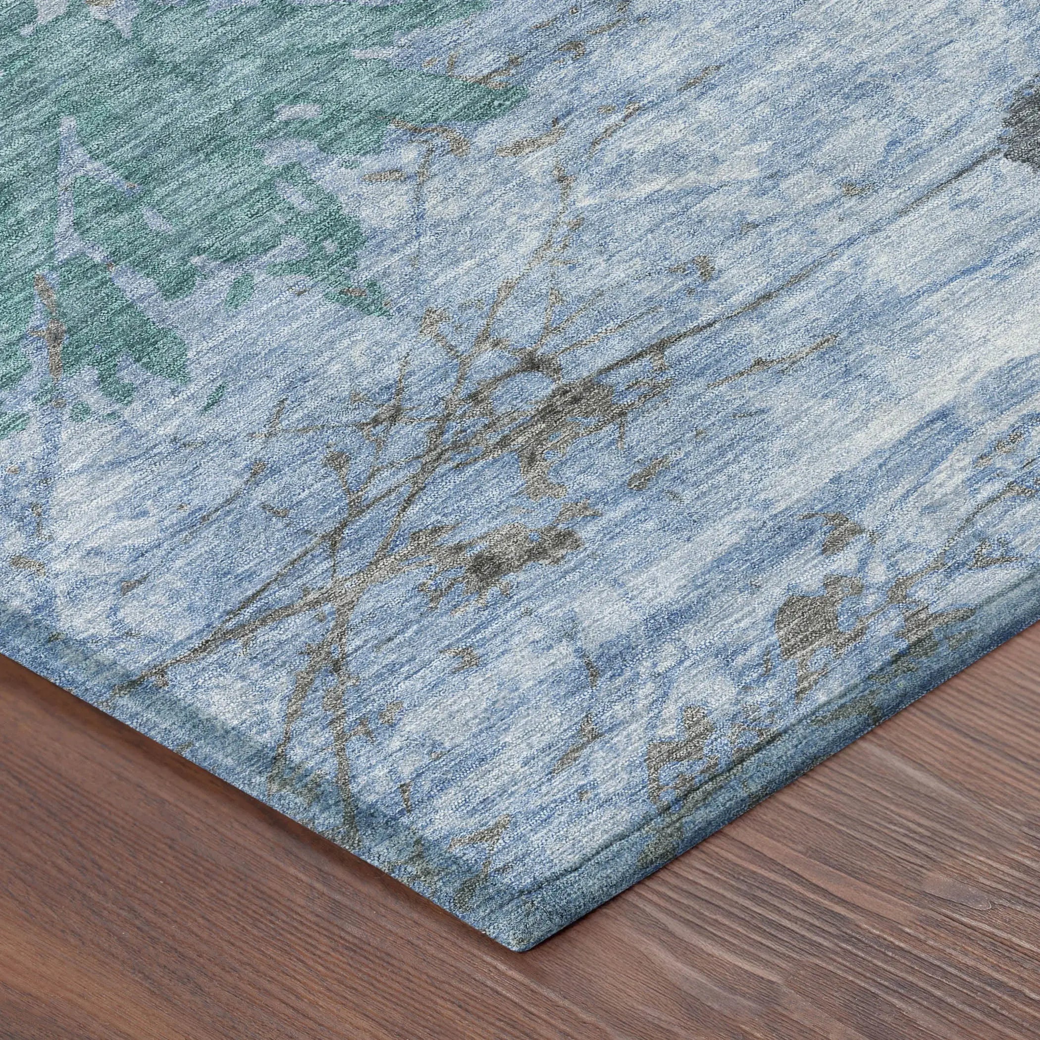 10' X 14' Blue And Gray Abstract Washable Indoor Outdoor Area Rug Homeroots Outdoor