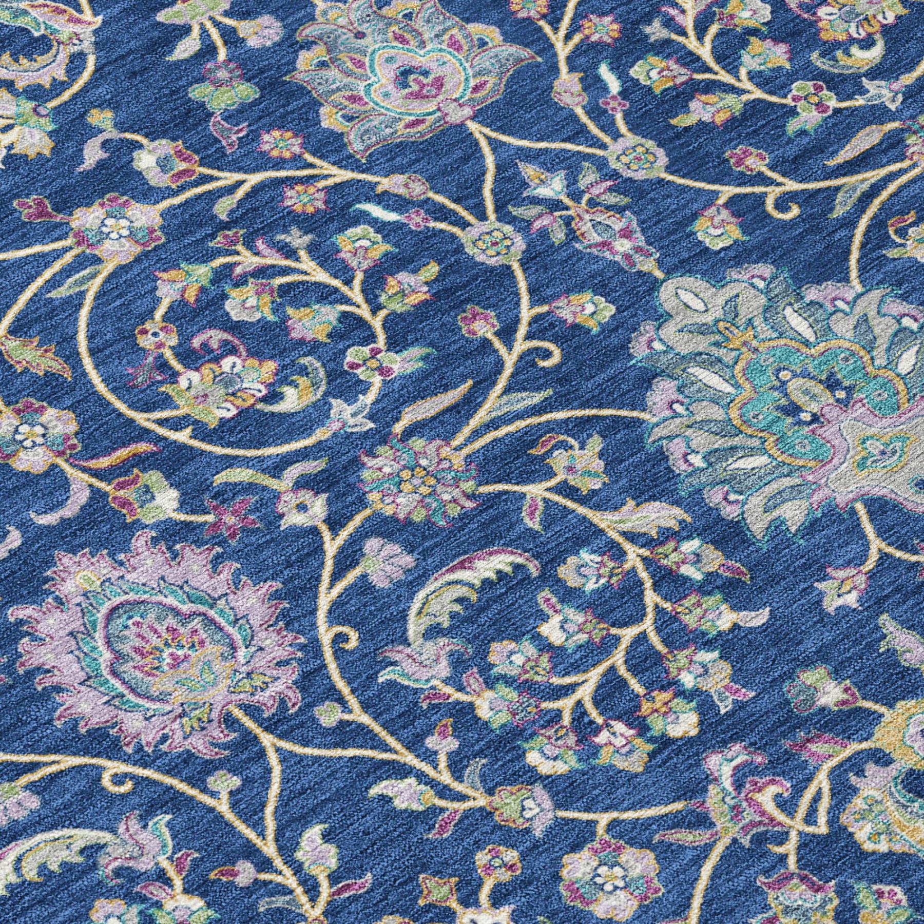 10' X 14' Blue And Gray Floral Washable Indoor Outdoor Area Rug Homeroots Outdoor