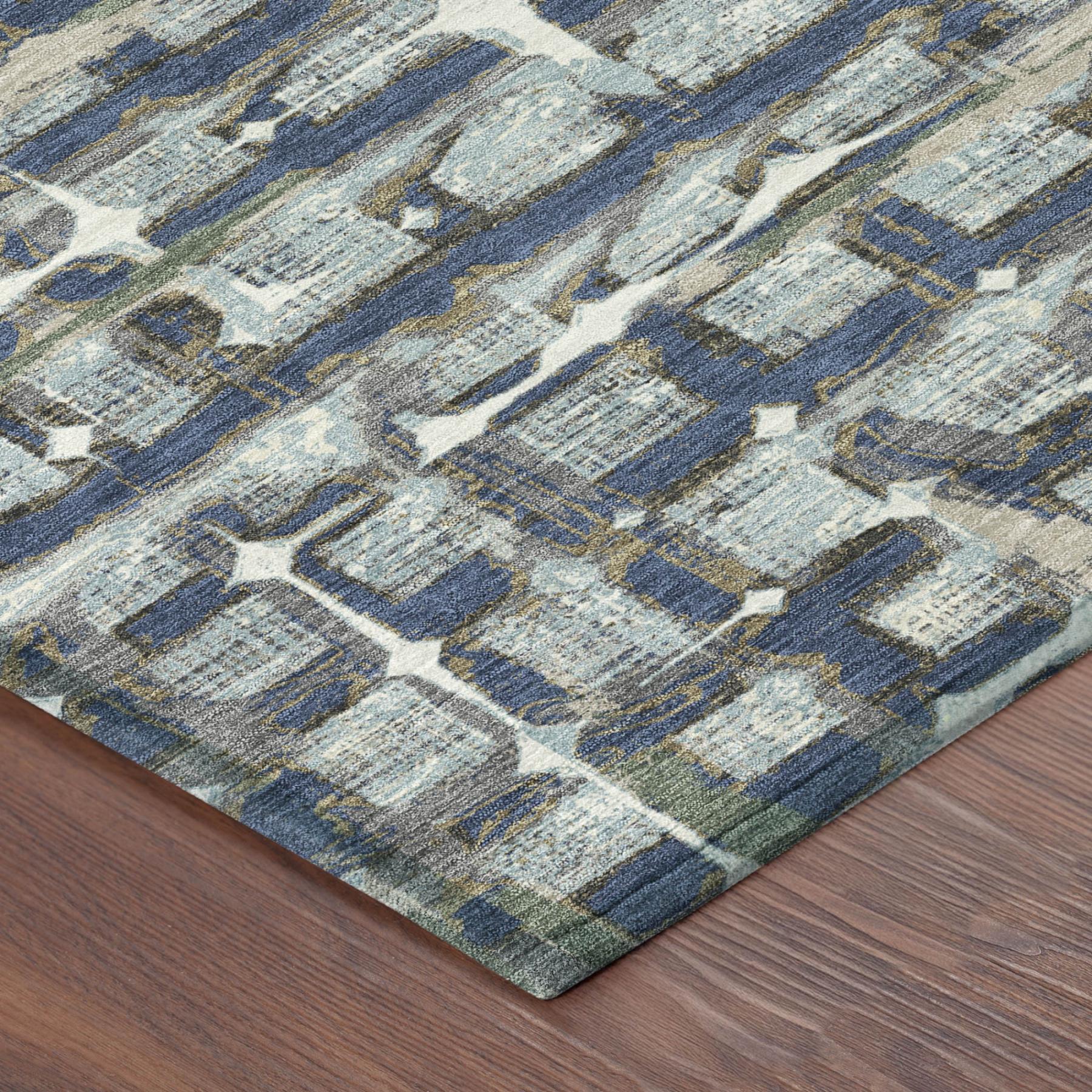 10' X 14' Blue And Gray Geometric Washable Indoor Outdoor Area Rug Homeroots Outdoor