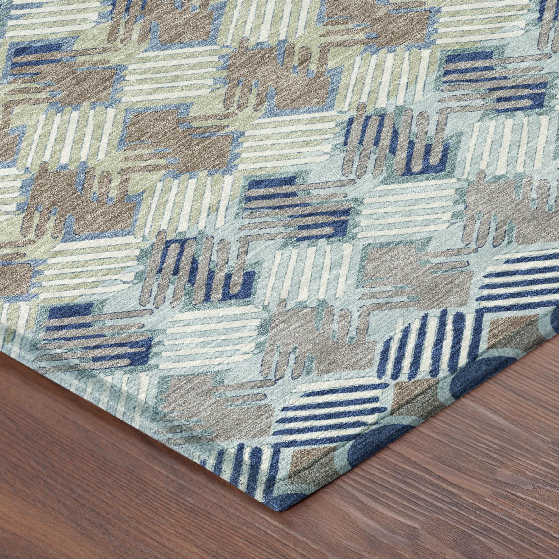 10' X 14' Blue And Gray Striped Washable Indoor Outdoor Area Rug Homeroots Outdoor