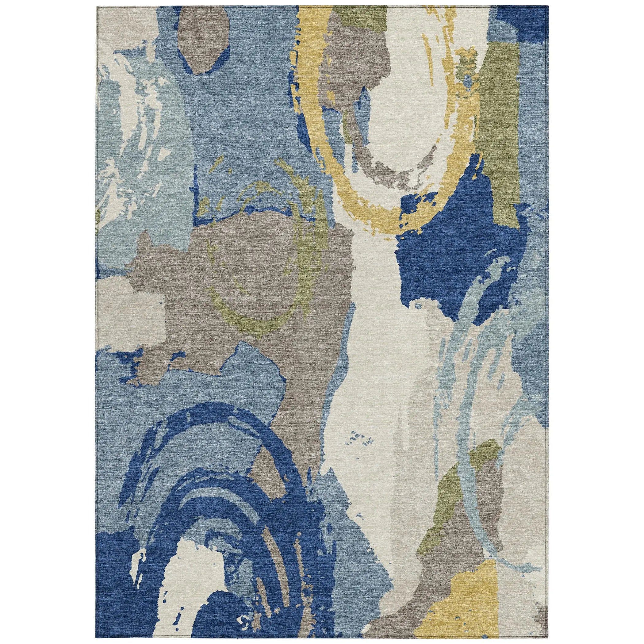 10' X 14' Blue And Green Abstract Washable Indoor Outdoor Area Rug Homeroots Outdoor