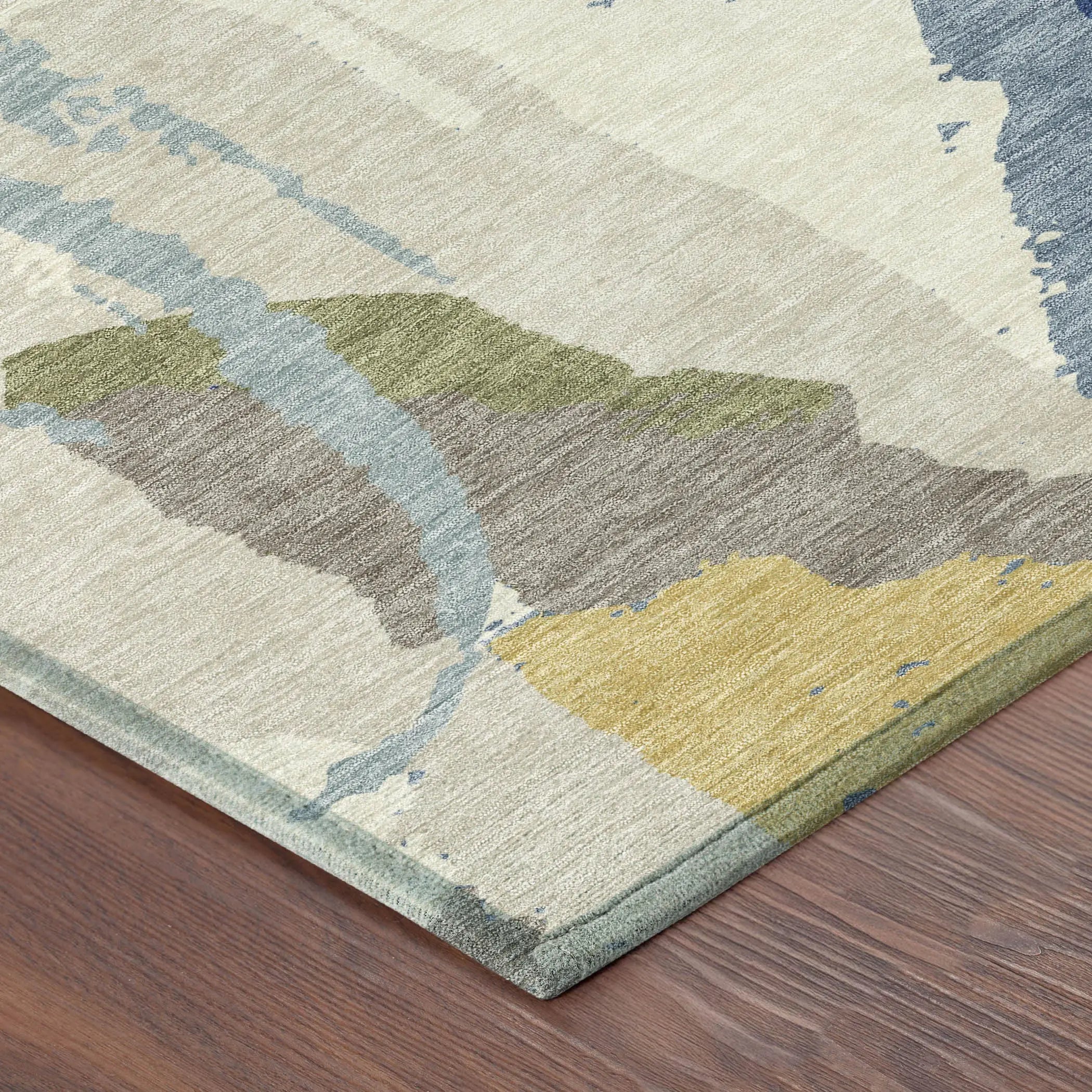 10' X 14' Blue And Green Abstract Washable Indoor Outdoor Area Rug Homeroots Outdoor