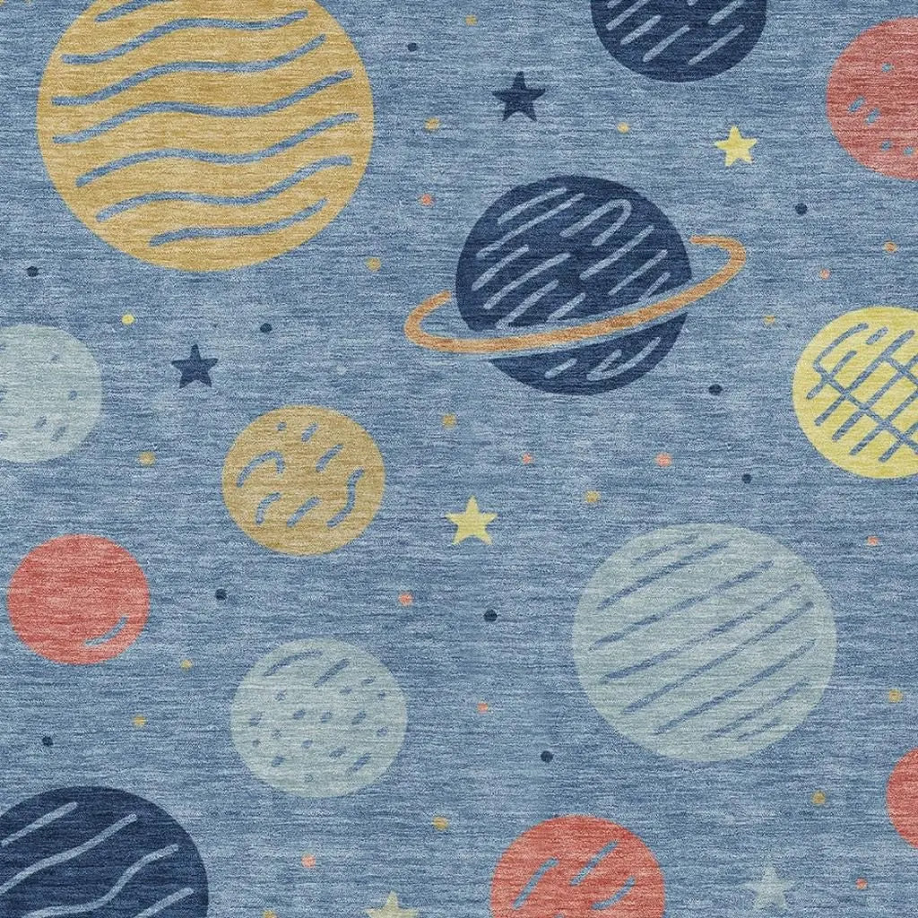 10' X 14' Blue And Navy Blue Floral Washable Indoor Outdoor Area Rug Homeroots Outdoor