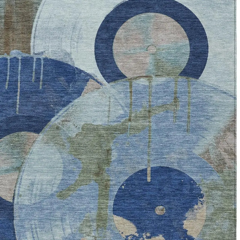 10' X 14' Blue And Navy Blue Geometric Washable Indoor Outdoor Area Rug Homeroots Outdoor
