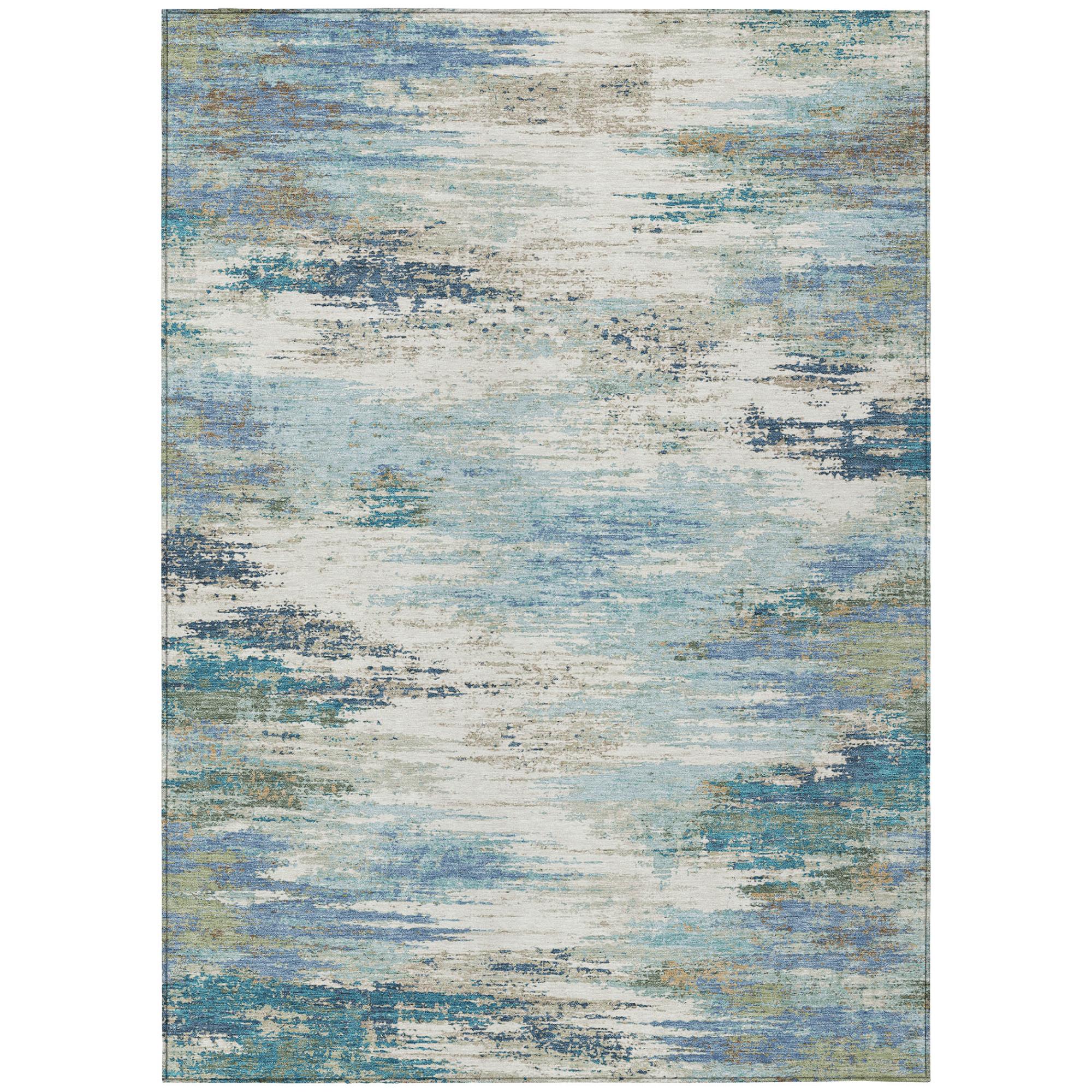 10' X 14' Blue And Pewter Abstract Washable Indoor Outdoor Area Rug Homeroots Outdoor