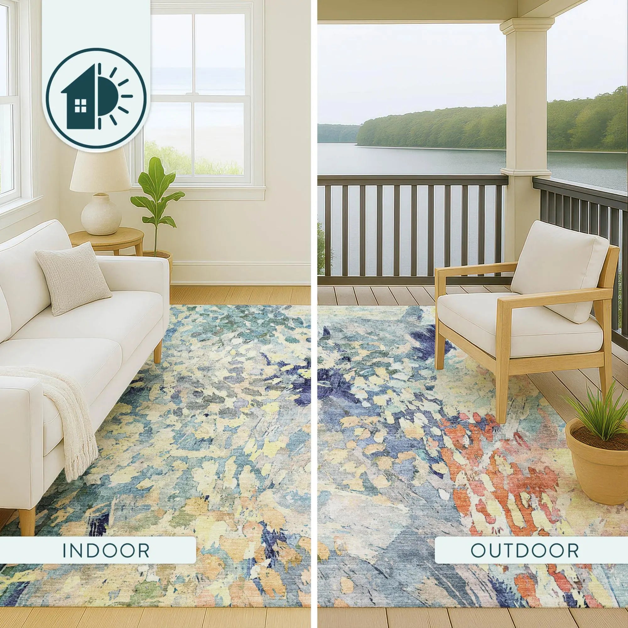 10' X 14' Blue And Pewter Abstract Washable Indoor Outdoor Area Rug Homeroots Outdoor