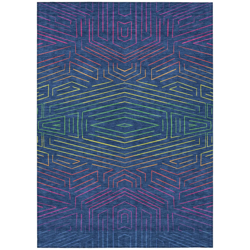 10' X 14' Blue And Purple Geometric Washable Indoor Outdoor Area Rug Homeroots Outdoor