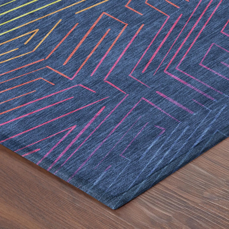 10' X 14' Blue And Purple Geometric Washable Indoor Outdoor Area Rug Homeroots Outdoor