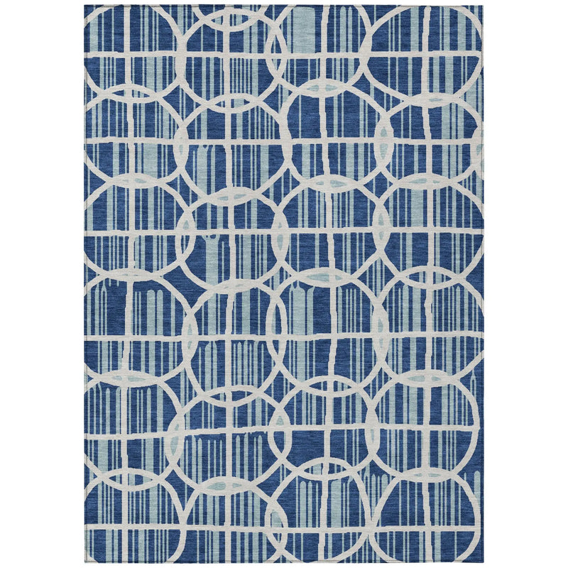 10' X 14' Blue And Silver Geometric Washable Indoor Outdoor Area Rug Homeroots Outdoor