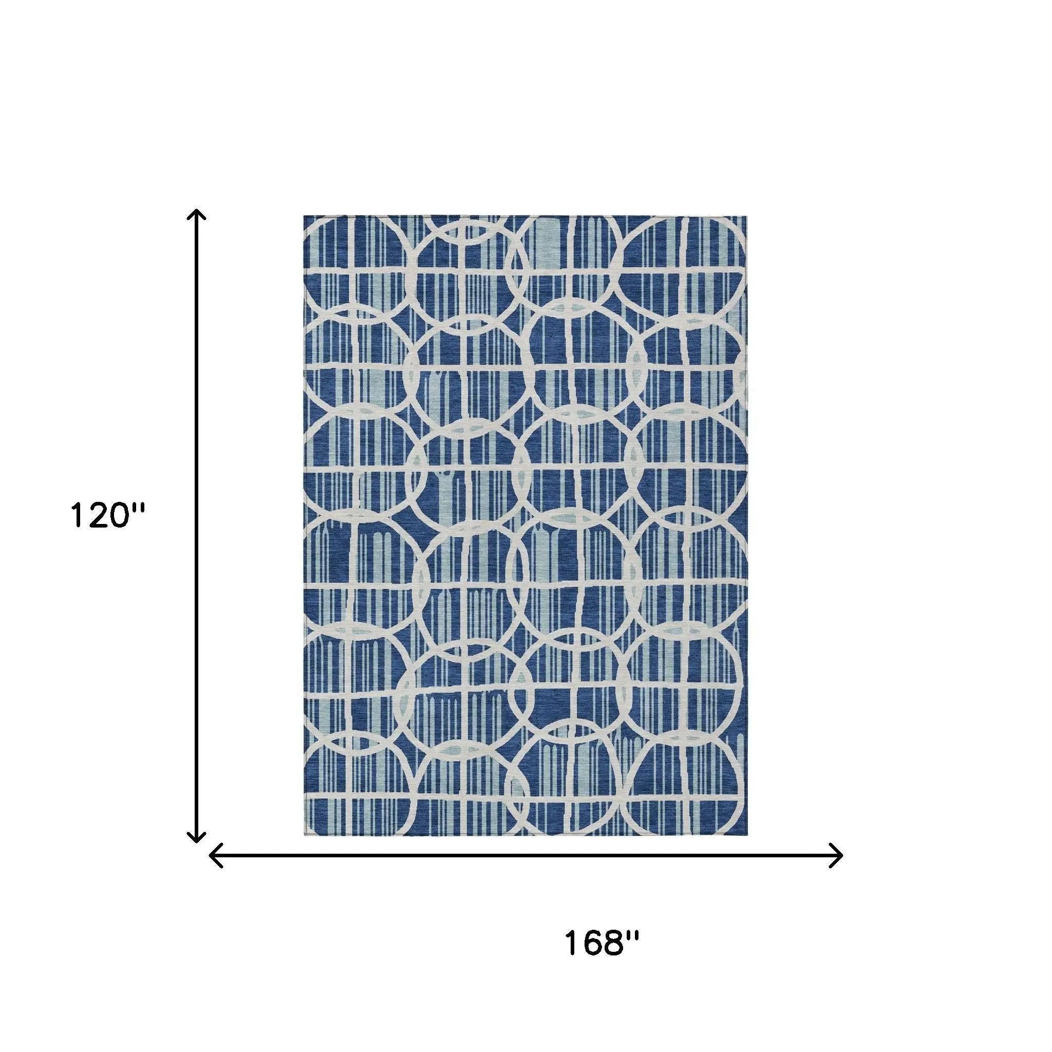 10' X 14' Blue And Silver Geometric Washable Indoor Outdoor Area Rug Homeroots Outdoor