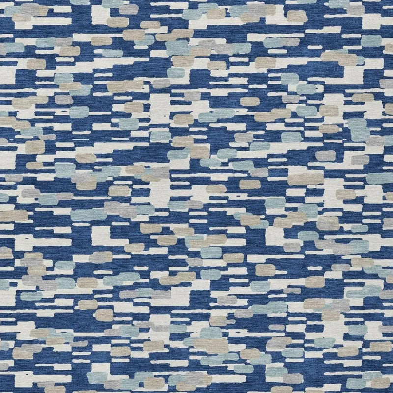 10' X 14' Blue And Silver Geometric Washable Indoor Outdoor Area Rug Homeroots Outdoor