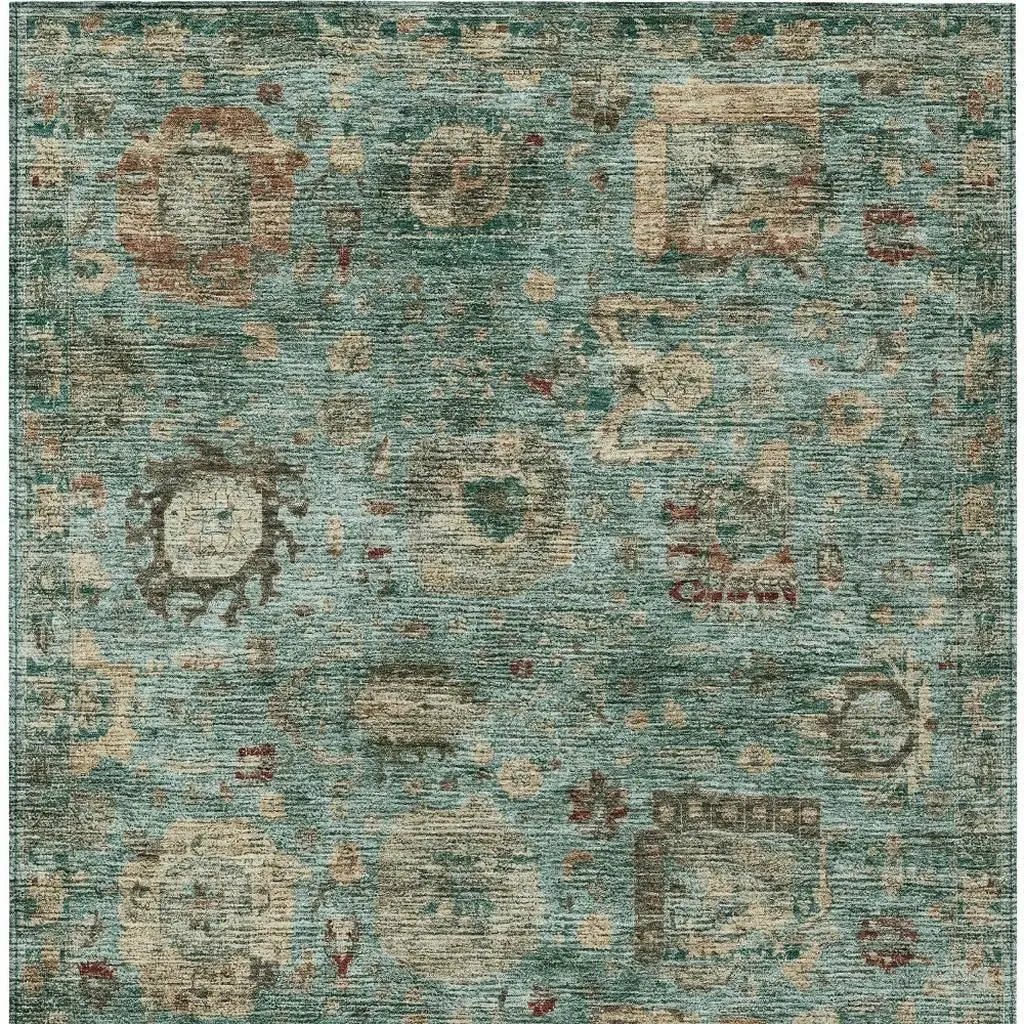 10' X 14' Blue And Teal Blue Abstract Washable Indoor Outdoor Area Rug Homeroots Outdoor