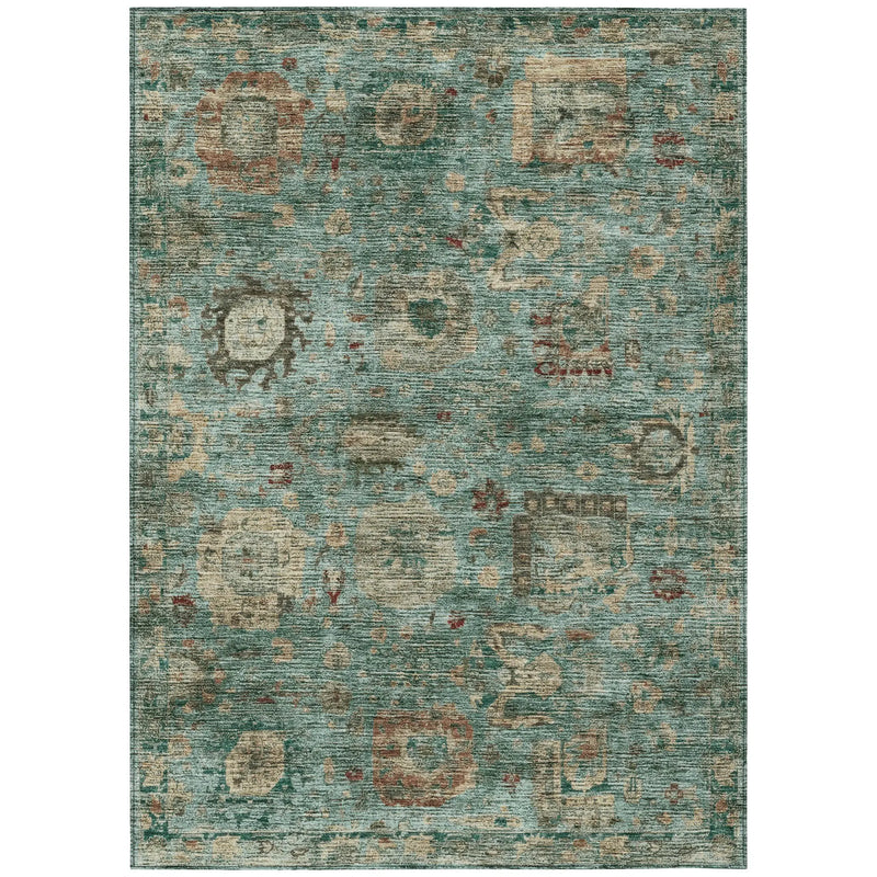 10' X 14' Blue And Teal Blue Abstract Washable Indoor Outdoor Area Rug Homeroots Outdoor