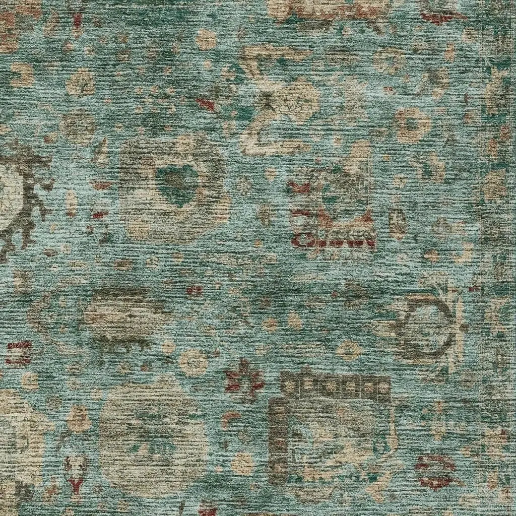 10' X 14' Blue And Teal Blue Abstract Washable Indoor Outdoor Area Rug Homeroots Outdoor