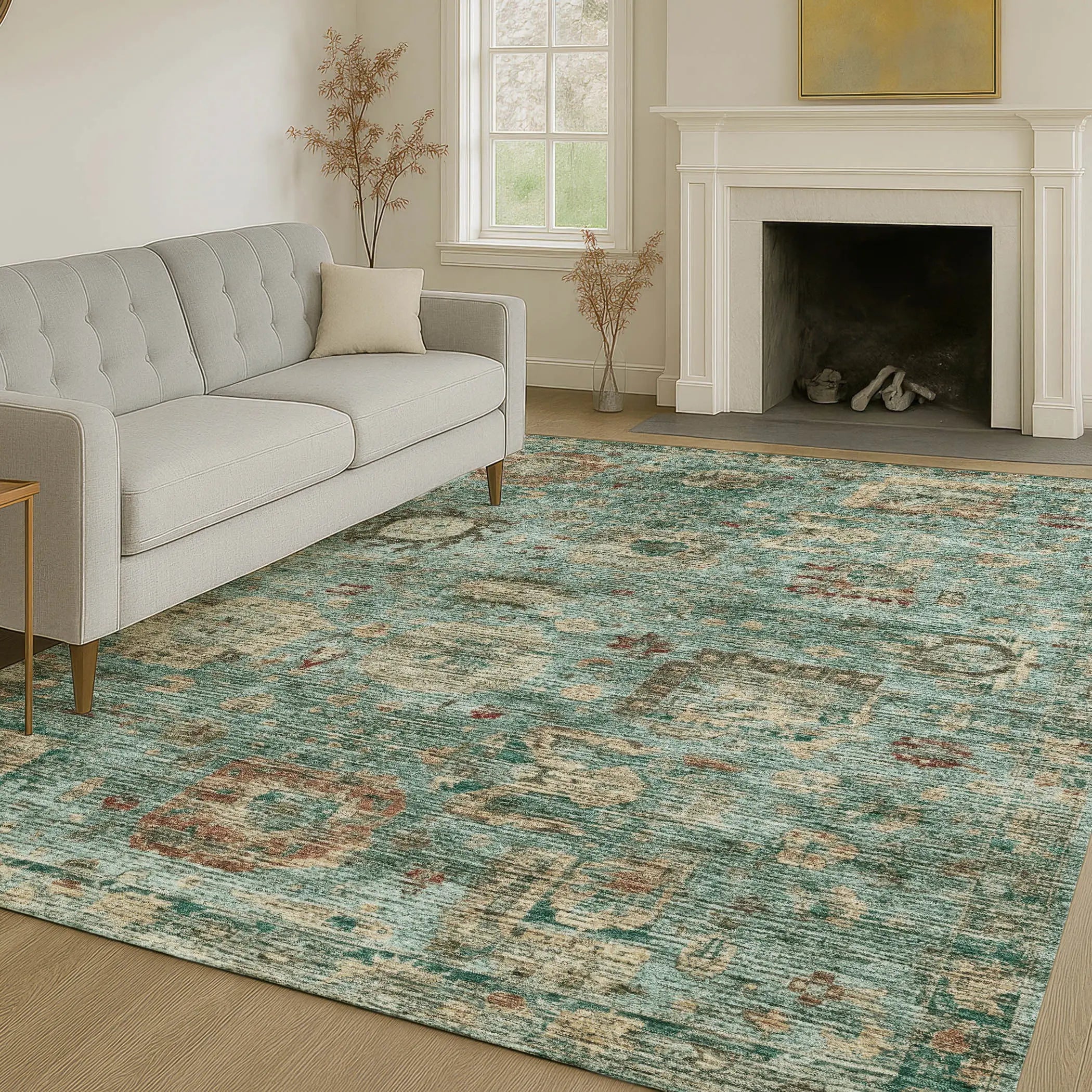 10' X 14' Blue And Teal Blue Abstract Washable Indoor Outdoor Area Rug Homeroots Outdoor