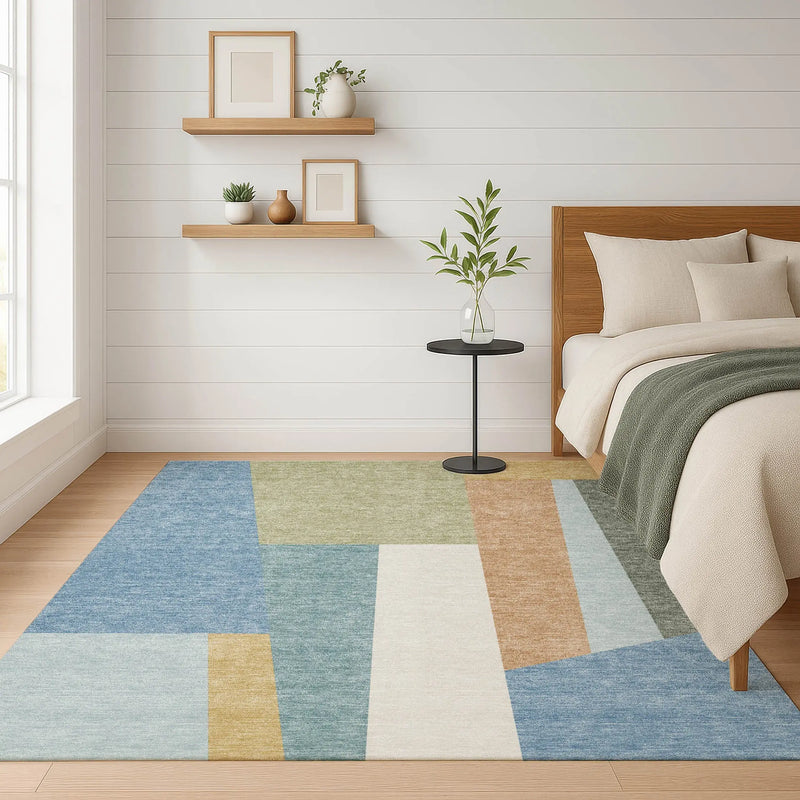 10' X 14' Blue And Teal Blue Geometric Washable Indoor Outdoor Area Rug Homeroots Outdoor