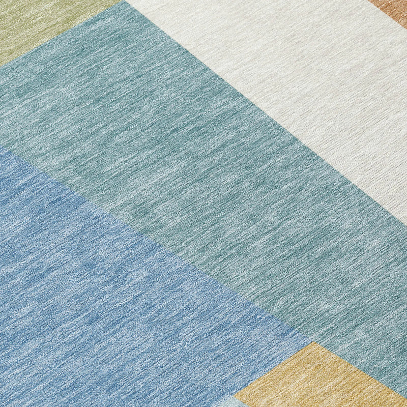 10' X 14' Blue And Teal Blue Geometric Washable Indoor Outdoor Area Rug Homeroots Outdoor