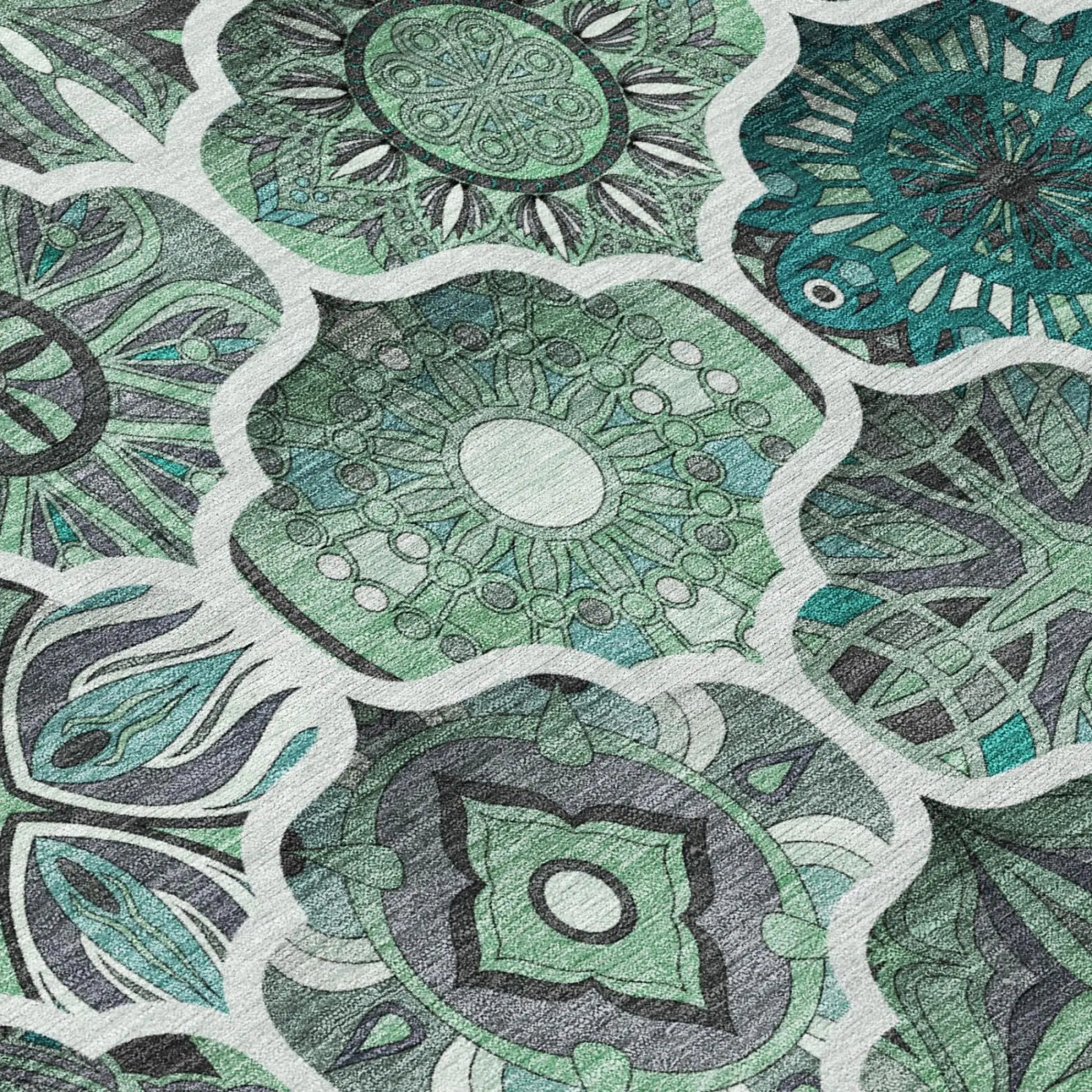 10' X 14' Blue And Teal Blue Ogee Washable Indoor Outdoor Area Rug Homeroots Outdoor