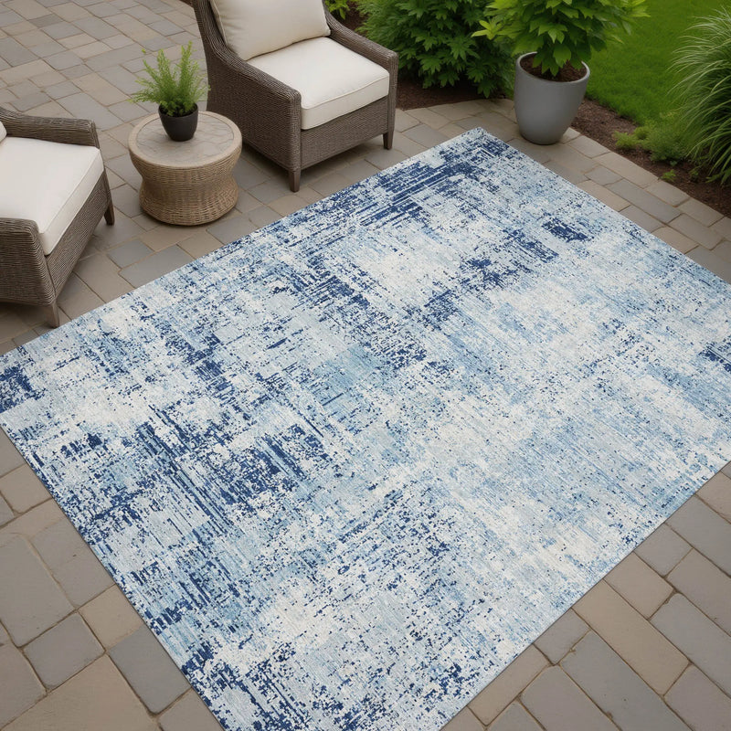 10' X 14' Blue And Wheat Abstract Washable Indoor Outdoor Area Rug Homeroots Outdoor
