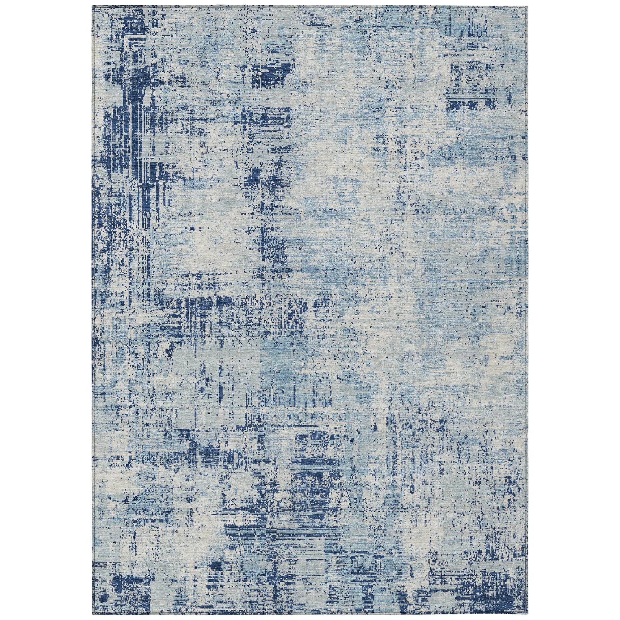 10' X 14' Blue And Wheat Abstract Washable Indoor Outdoor Area Rug Homeroots Outdoor