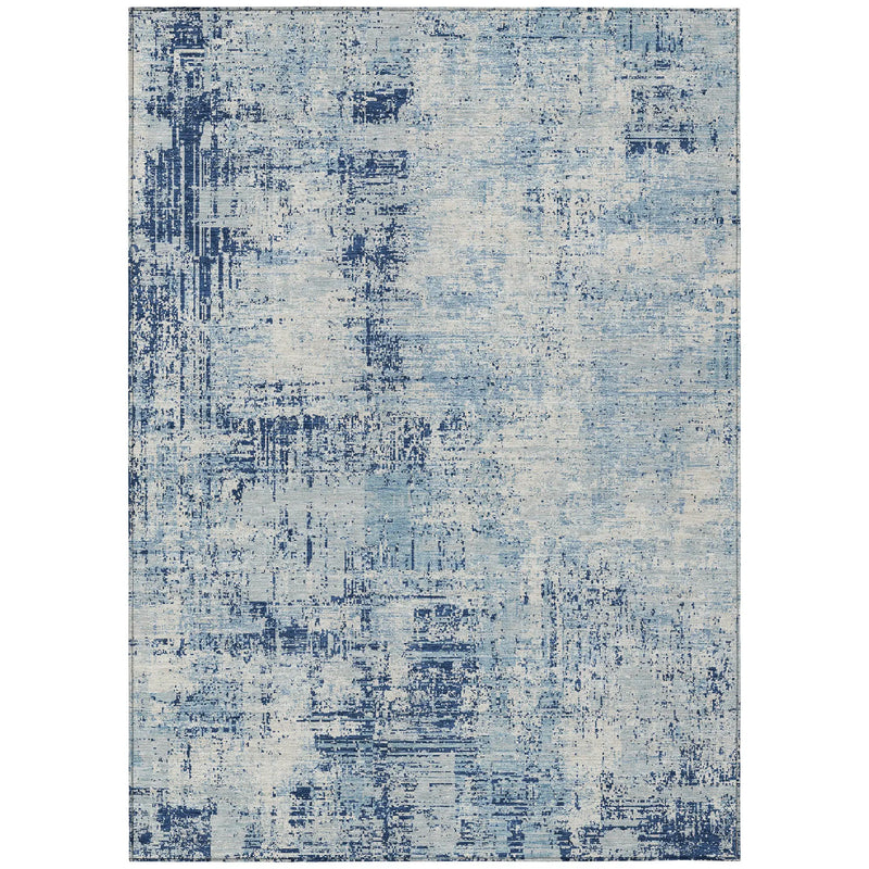 10' X 14' Blue And Wheat Abstract Washable Indoor Outdoor Area Rug Homeroots Outdoor